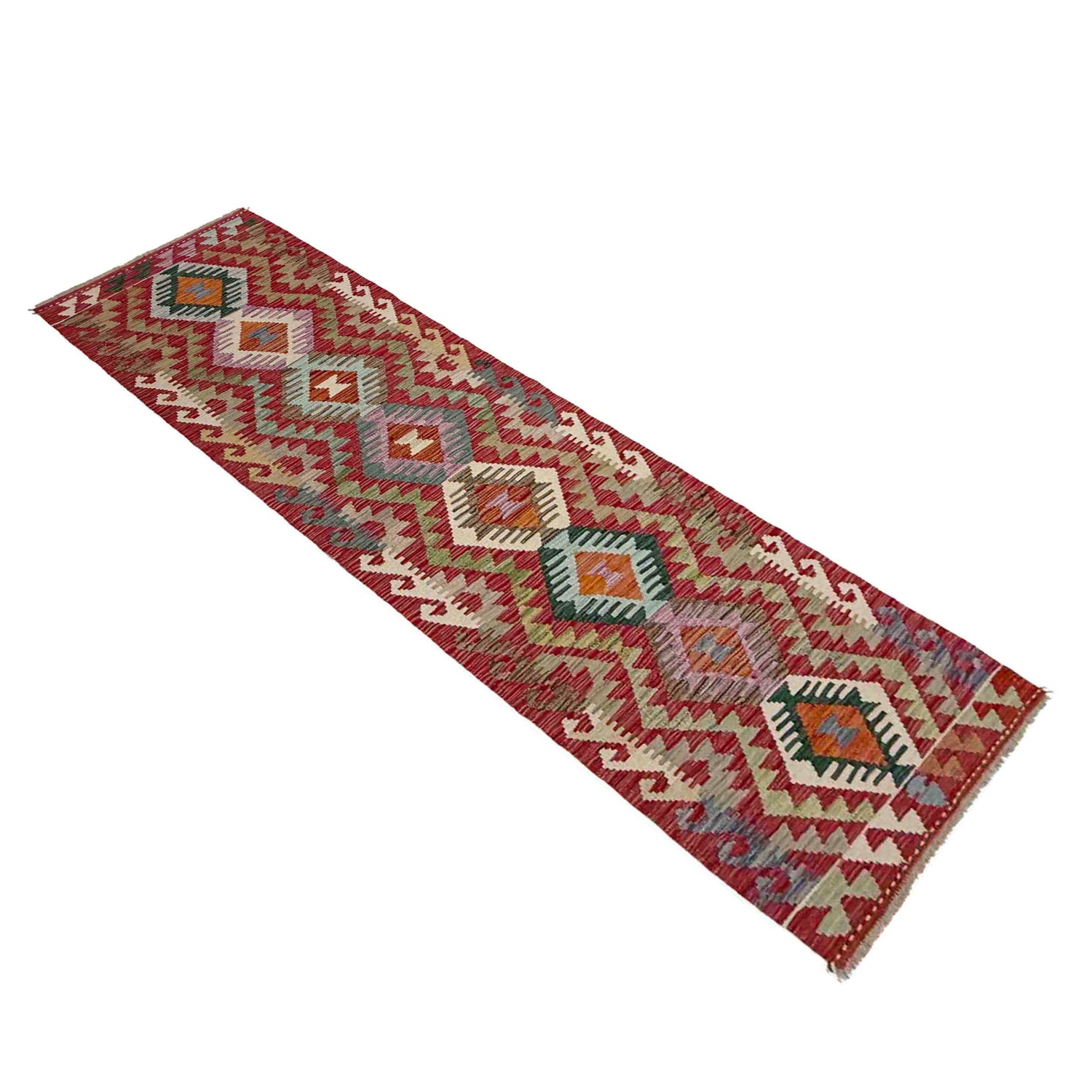 Handmade Multi Kilim Geometric 10' Runner