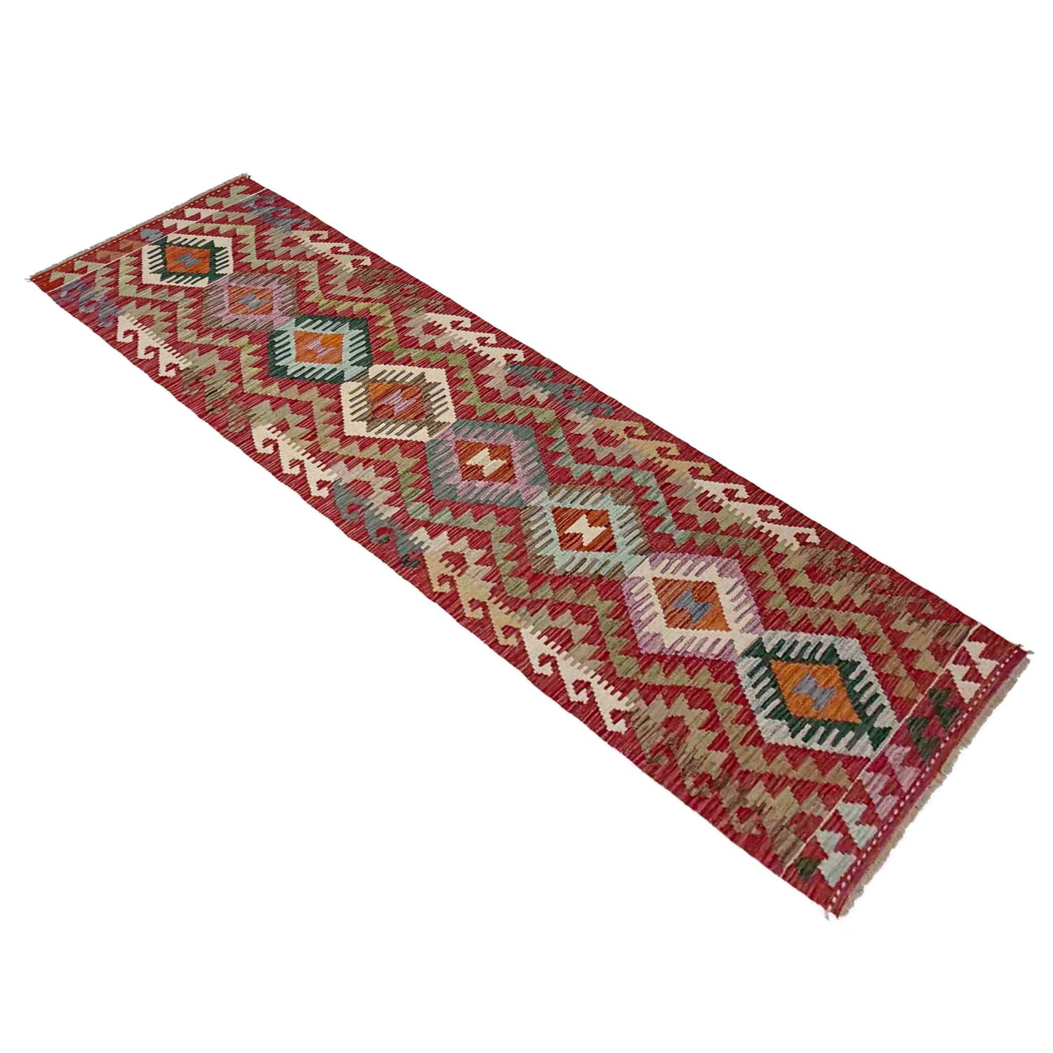 Handmade Multi Kilim Geometric 10' Runner
