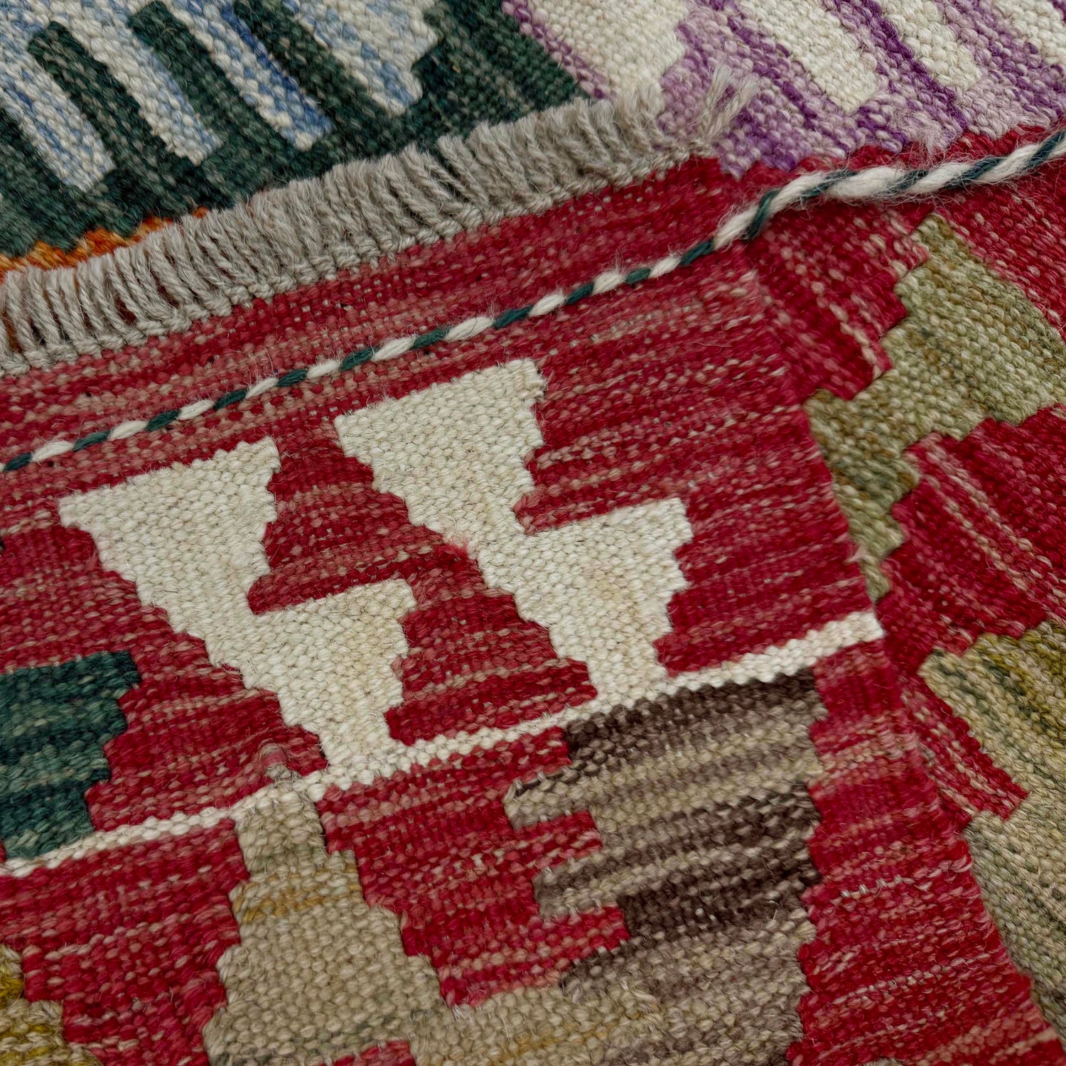 Handmade Multi Kilim Geometric 10' Runner