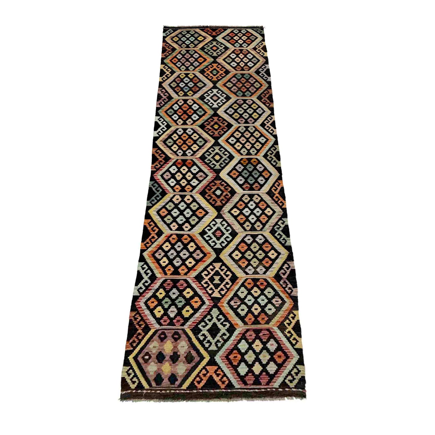 Handmade Multi Kilim Geometric 10' Runner