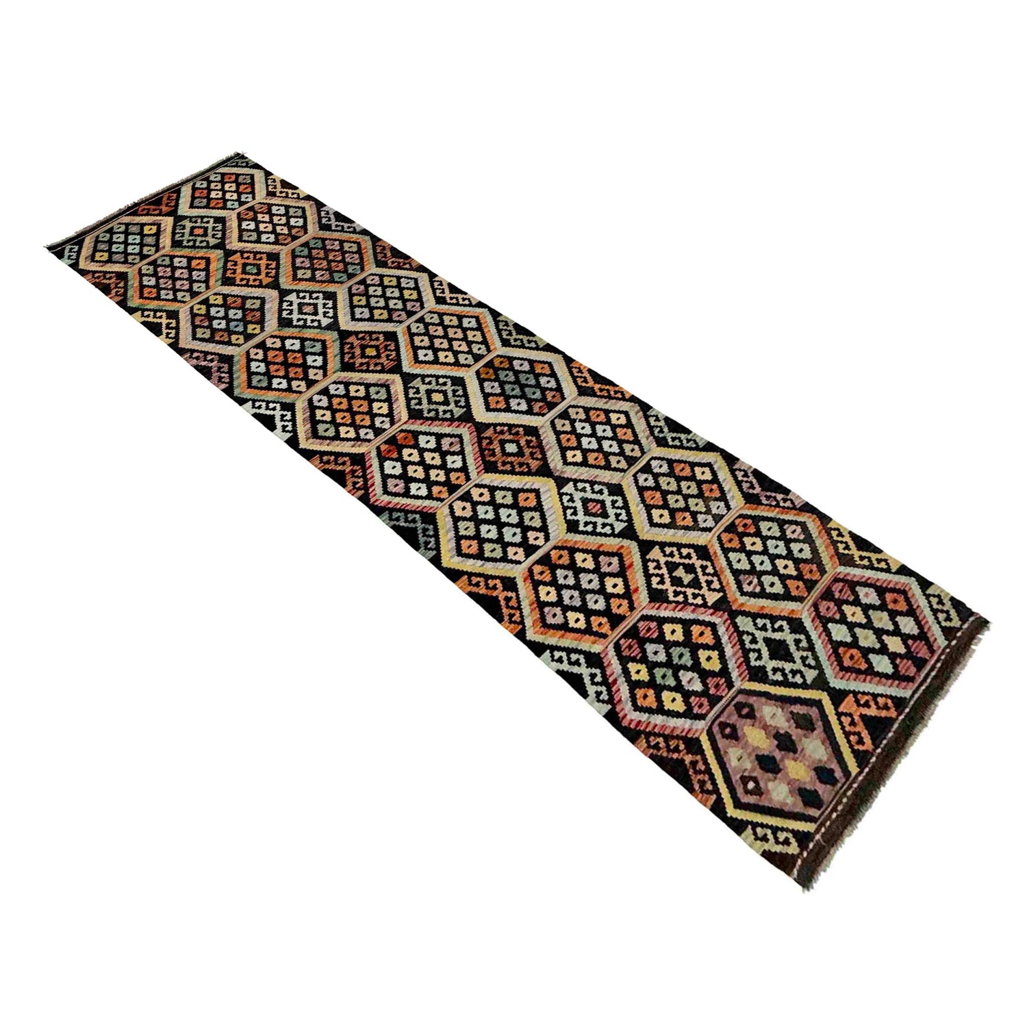 Handmade Multi Kilim Geometric 10' Runner