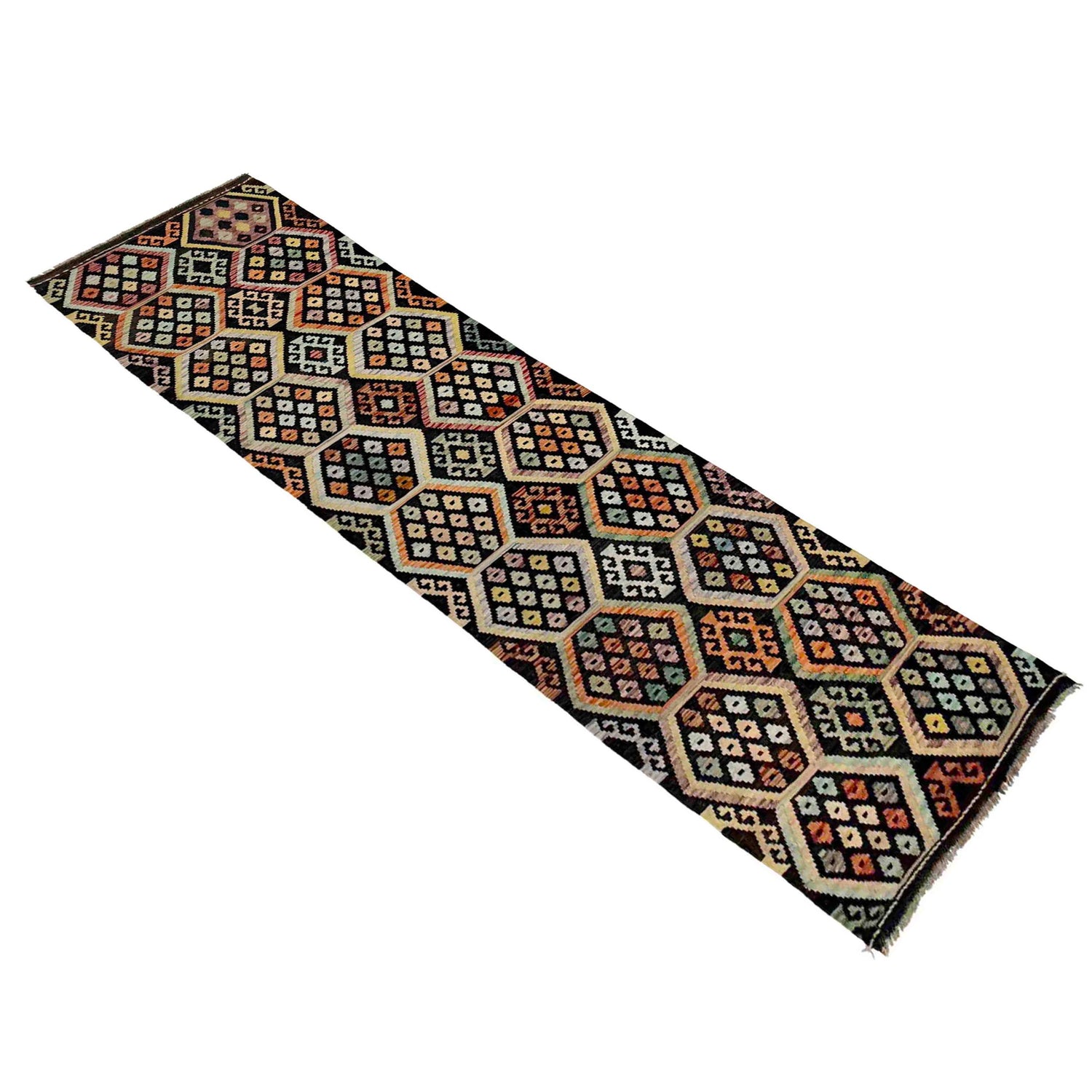 Handmade Multi Kilim Geometric 10' Runner