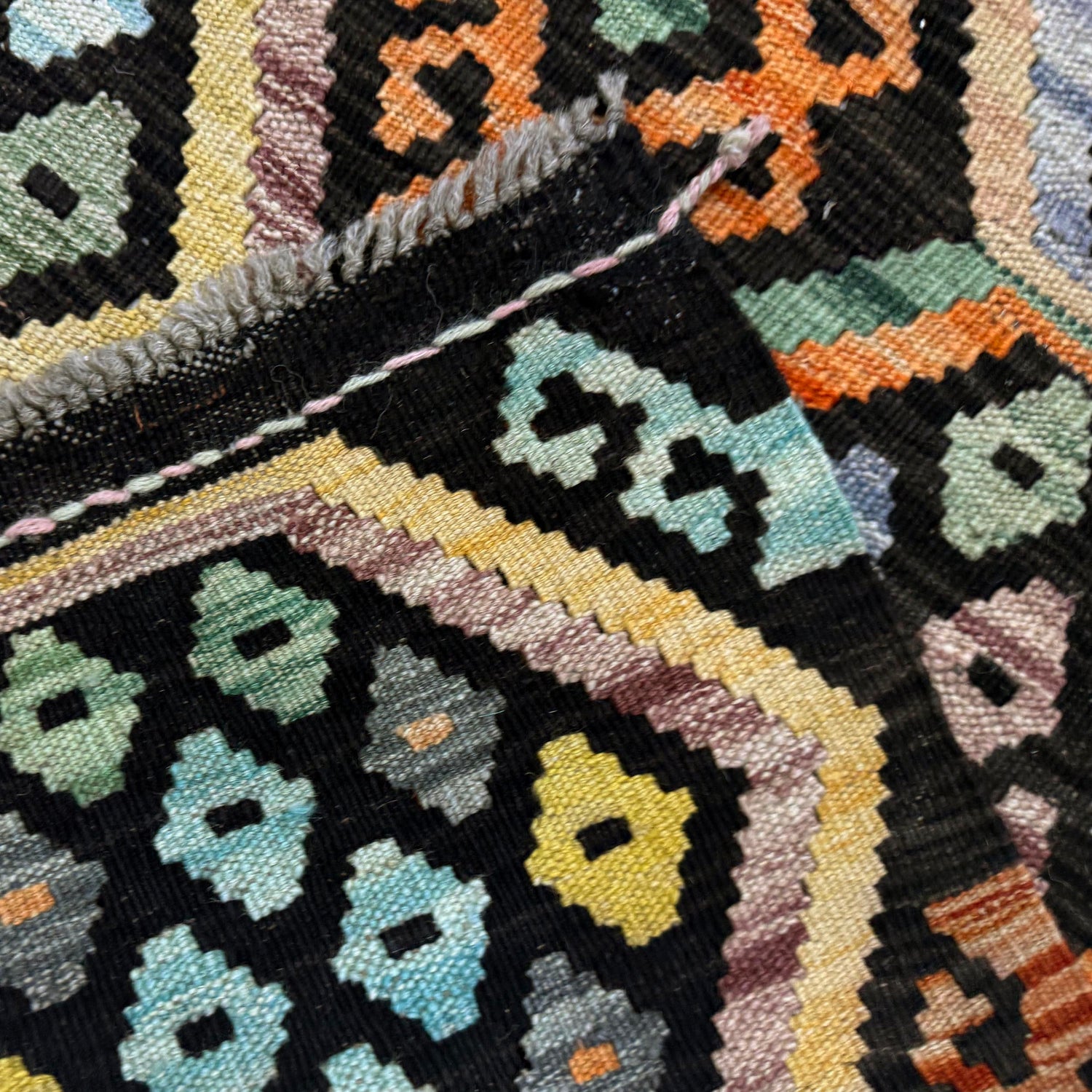 Handmade Multi Kilim Geometric 10' Runner
