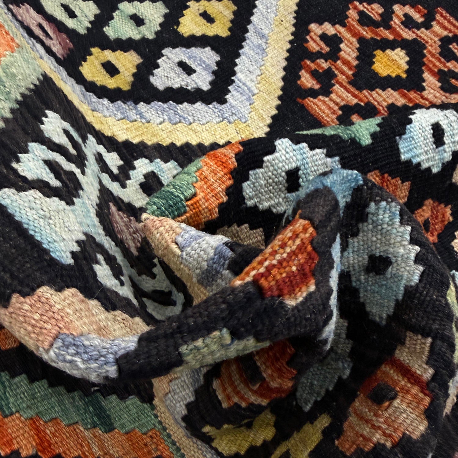 Handmade Multi Kilim Geometric 10' Runner
