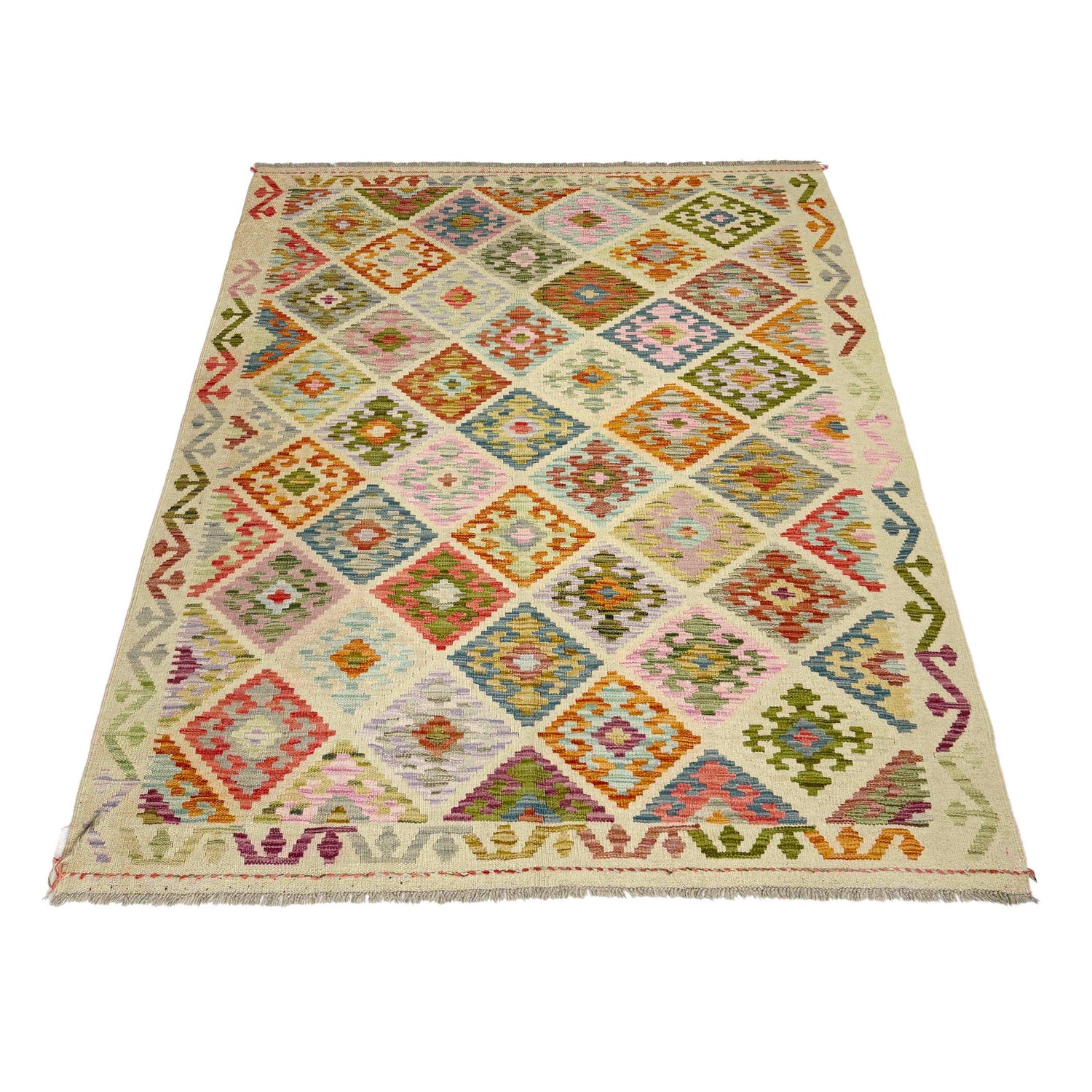 Handmade Multi Kilim Geometric 4x7 ft