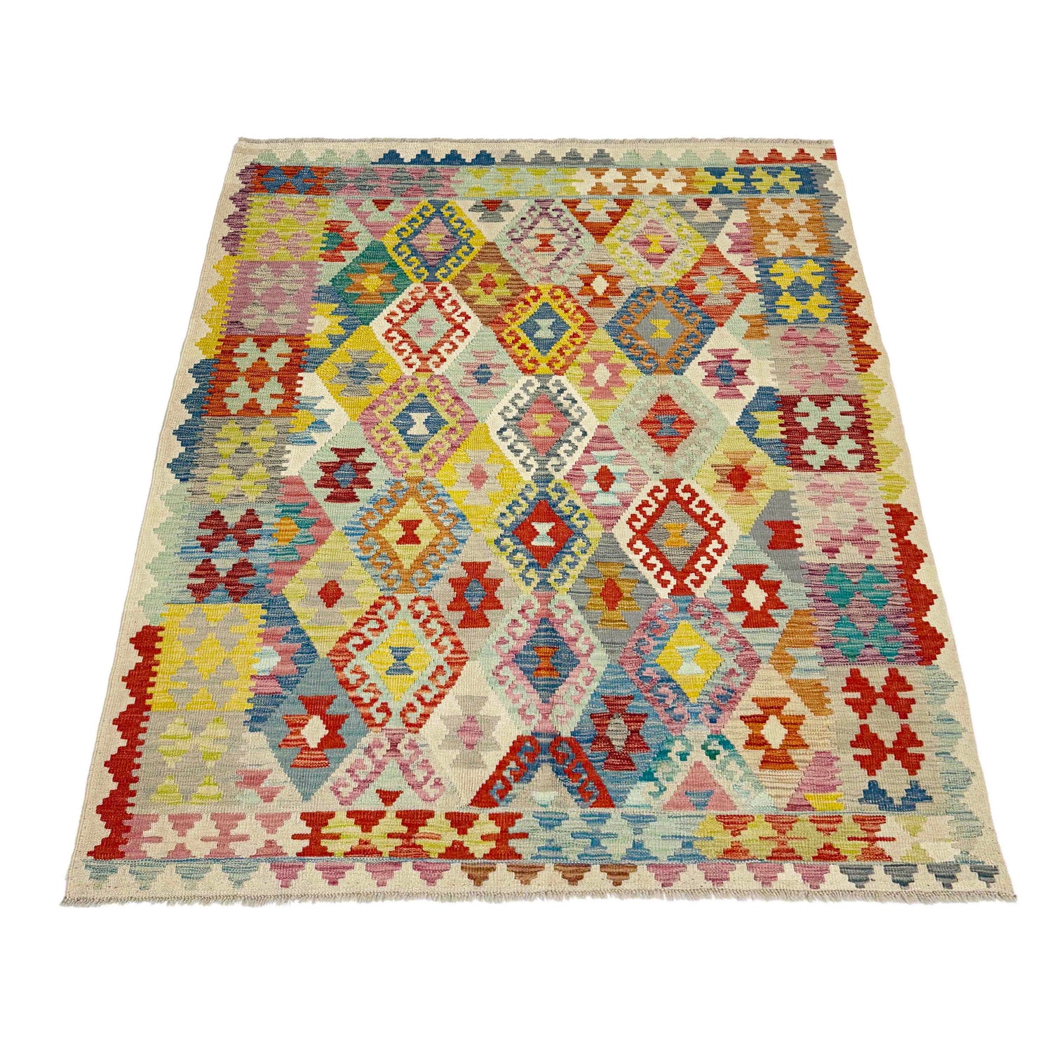 Handmade Multi Kilim Geometric 4x7 ft