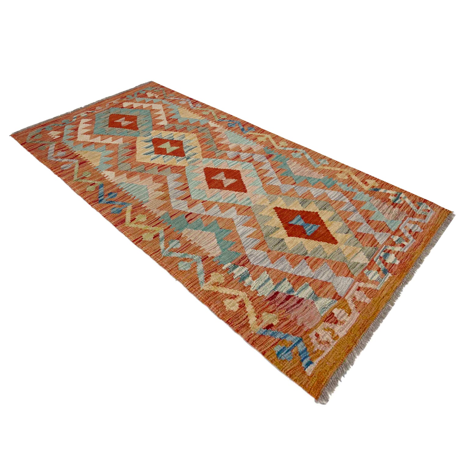 Handmade Multi Kilim Geometric 5' Runner