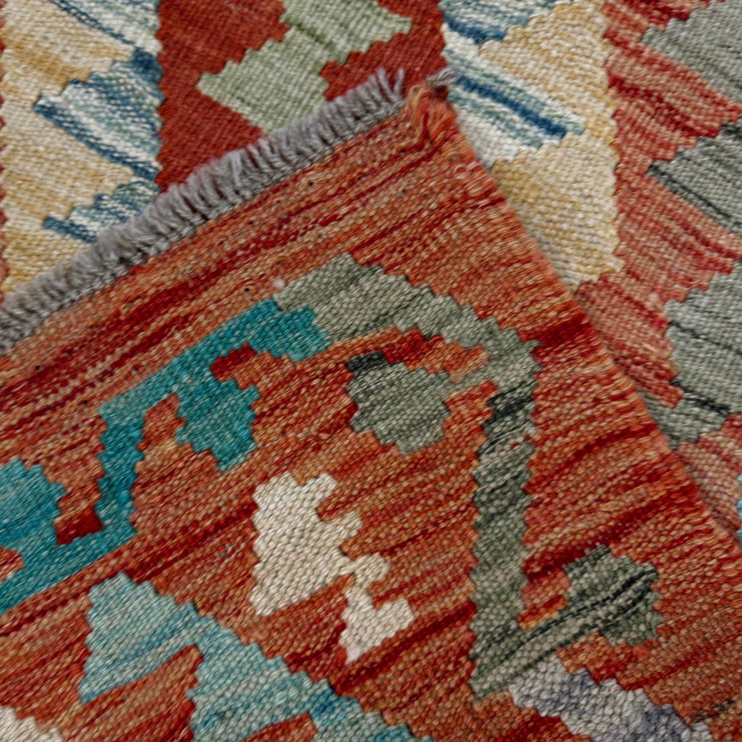 Handmade Multi Kilim Geometric 5' Runner
