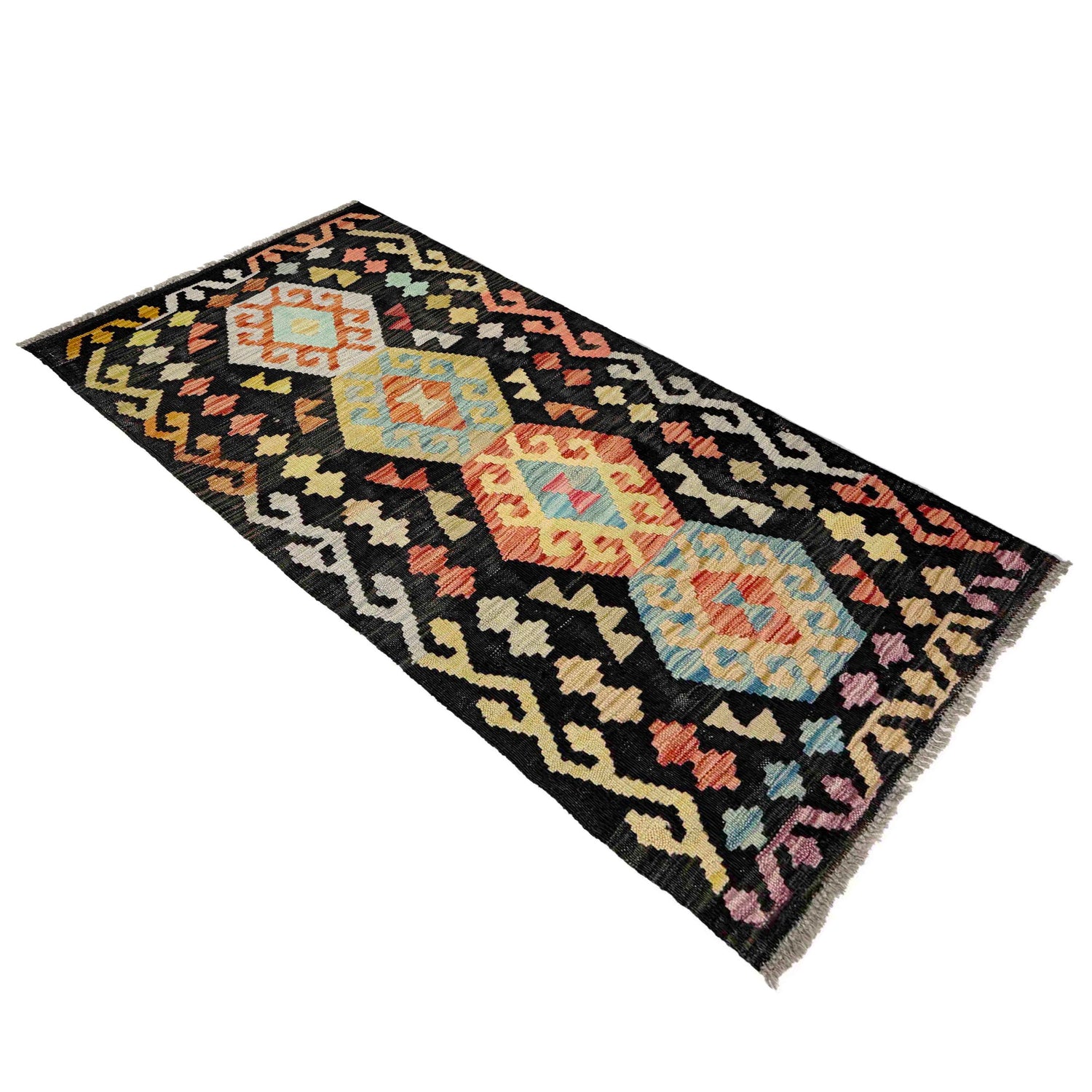 Handmade Multi Kilim Geometric 5' Runner