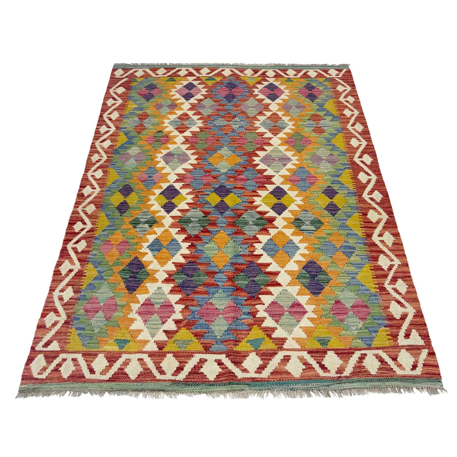 Handmade Multi Kilim Geometric 4x6 ft