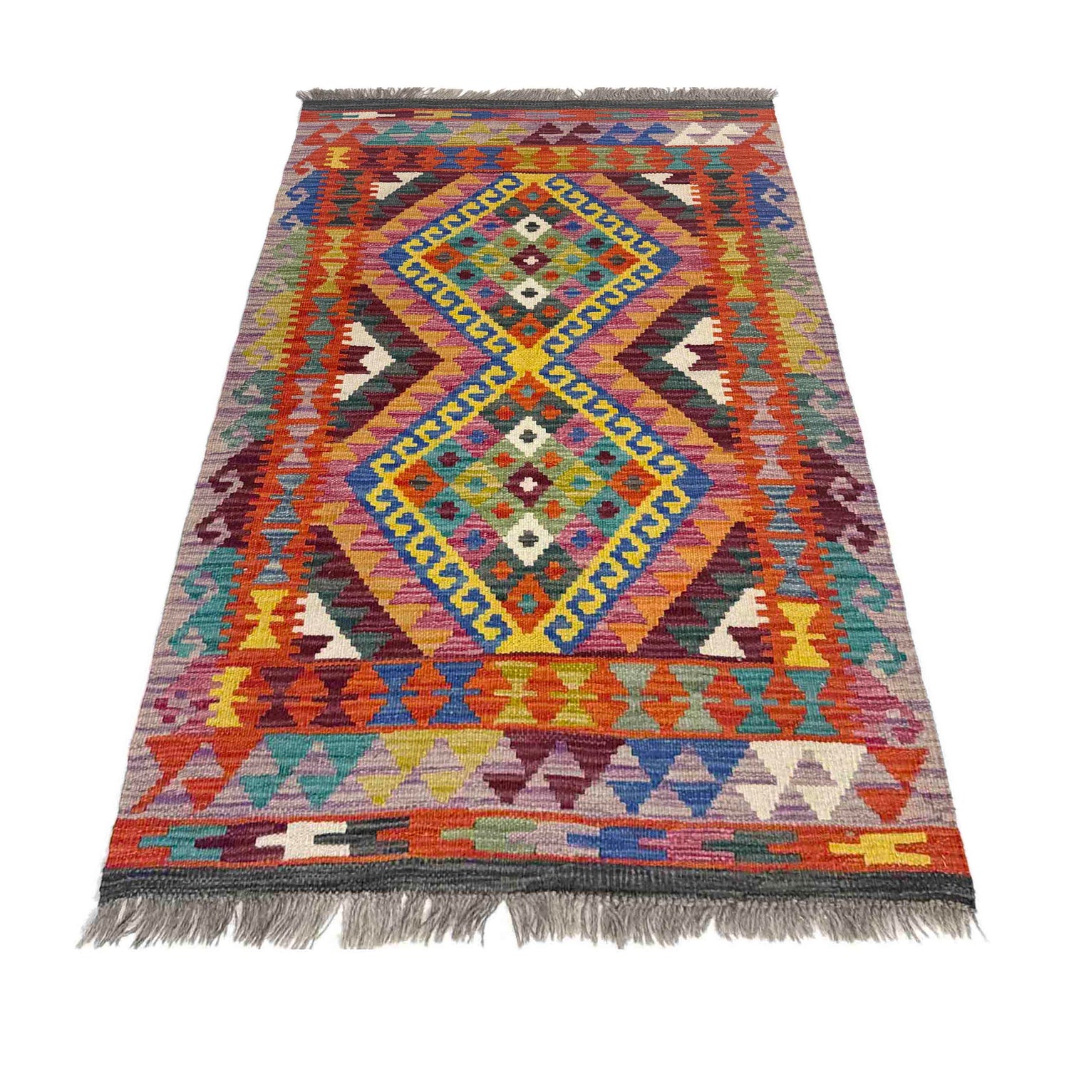 Handmade Multi Kilim Geometric 2x4 ft