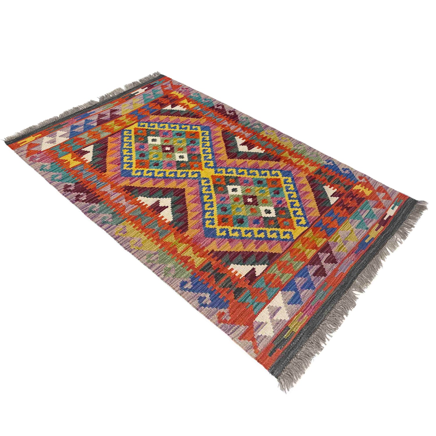 Handmade Multi Kilim Geometric 2x4 ft