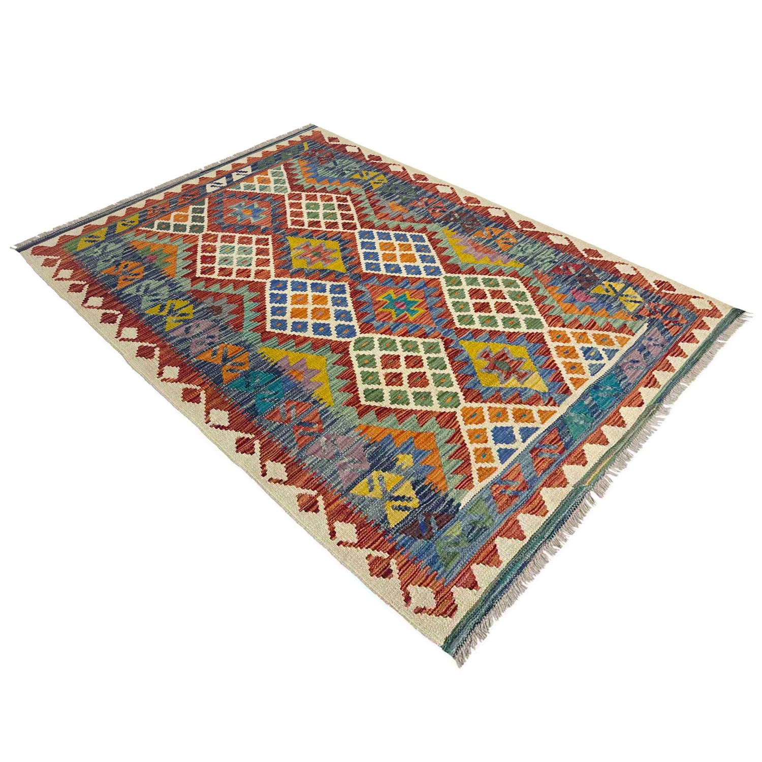 Handmade Multi Kilim Geometric 4x6 ft
