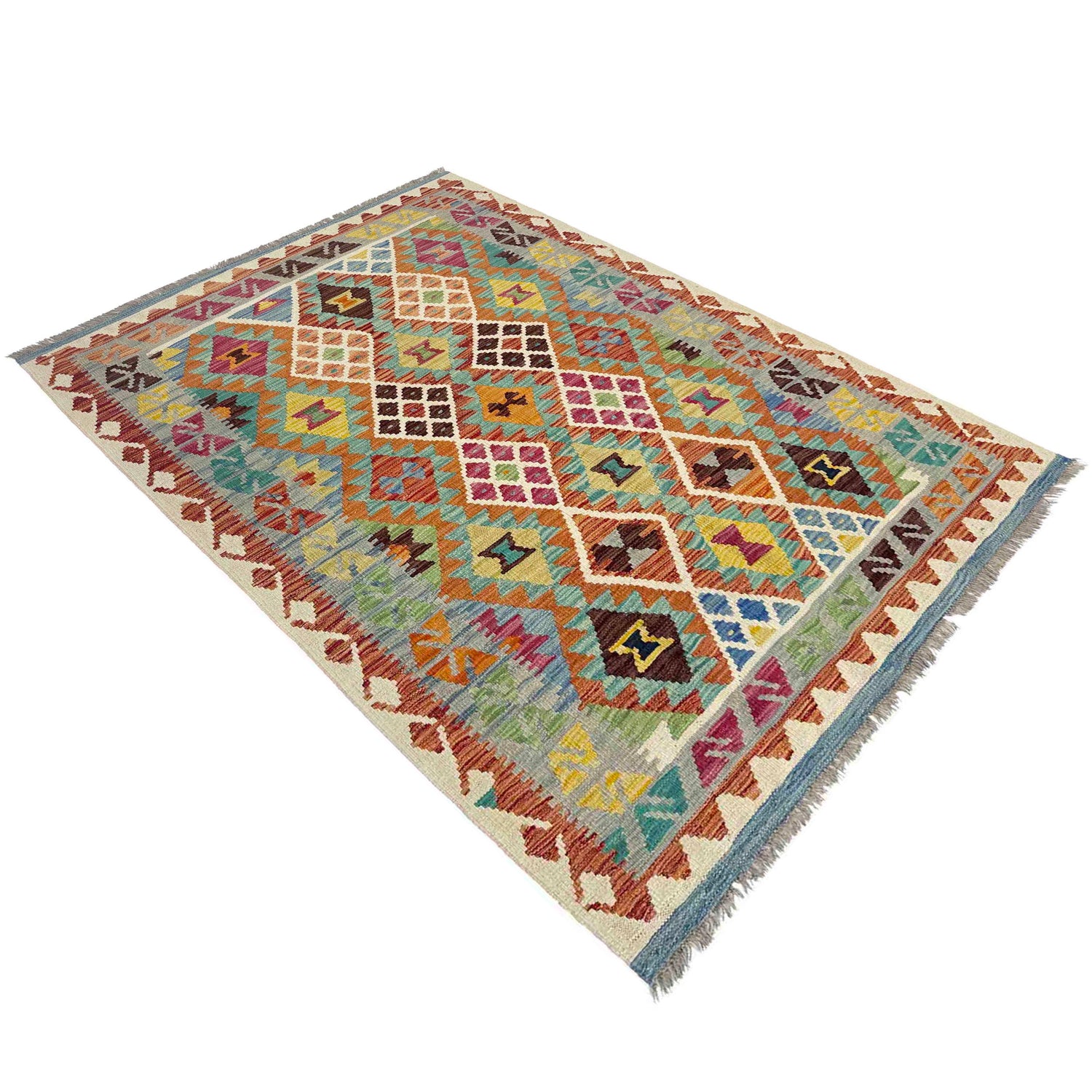 Handmade Multi Kilim Geometric 4x6 ft