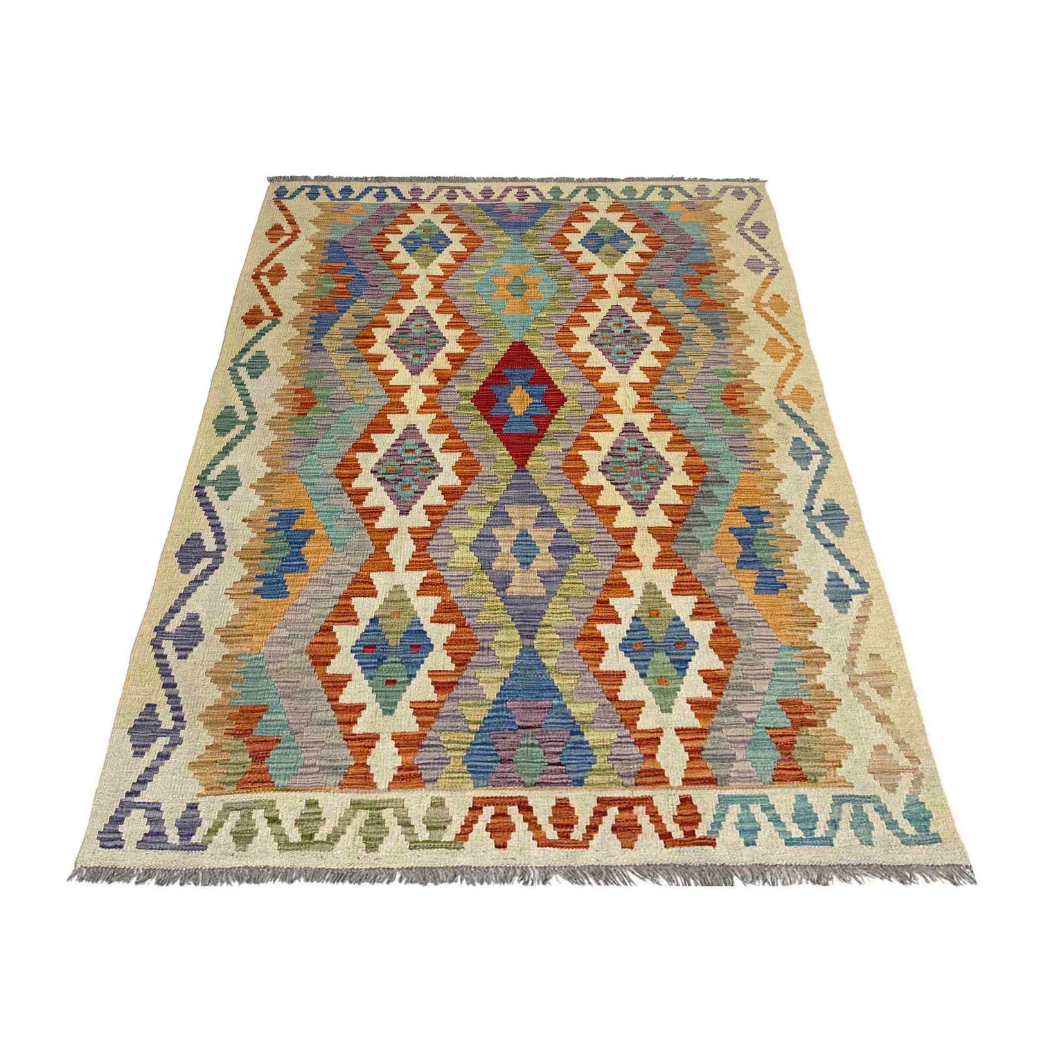 Handmade Multi Kilim Geometric 4x6 ft