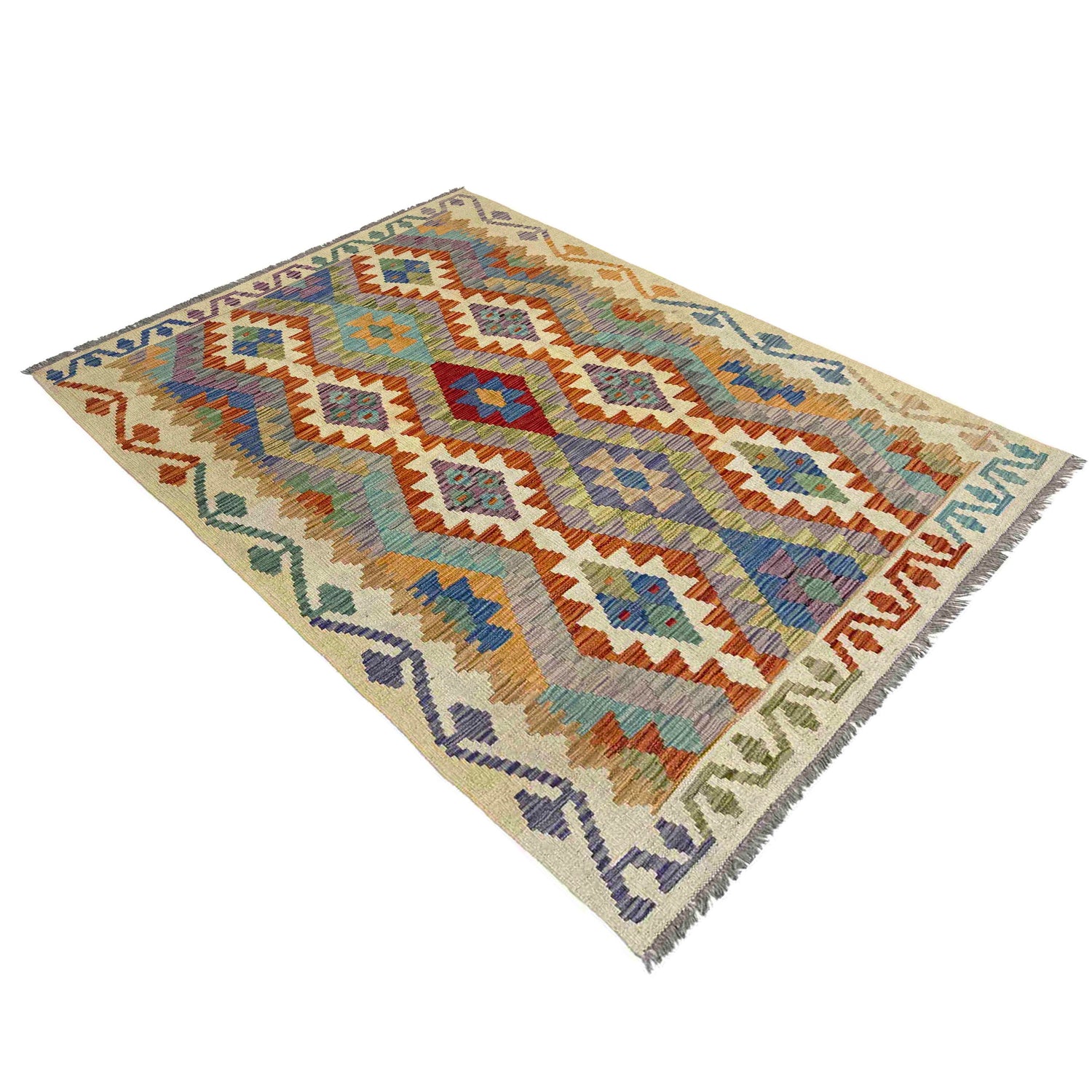 Handmade Multi Kilim Geometric 4x6 ft