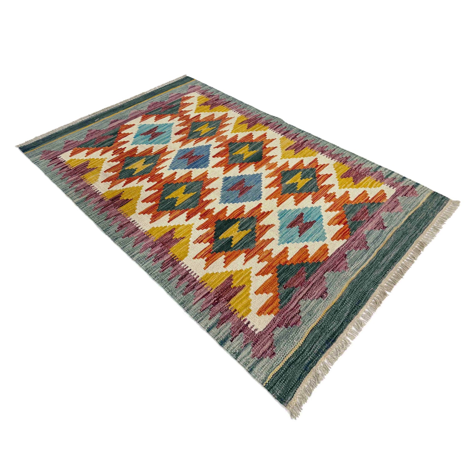 Handmade Multi Kilim Geometric 2x4 ft