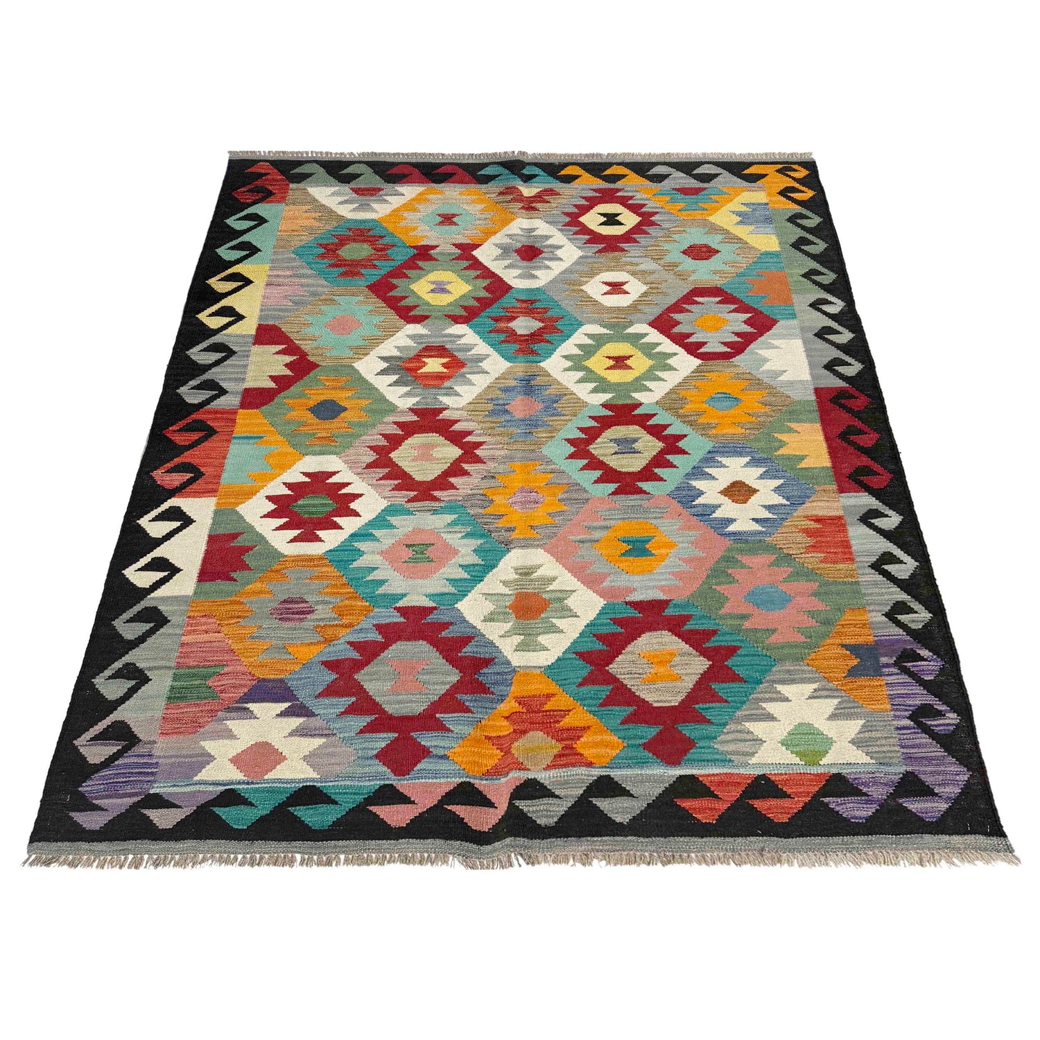 Handmade Multi Kilim Geometric 4x7 ft