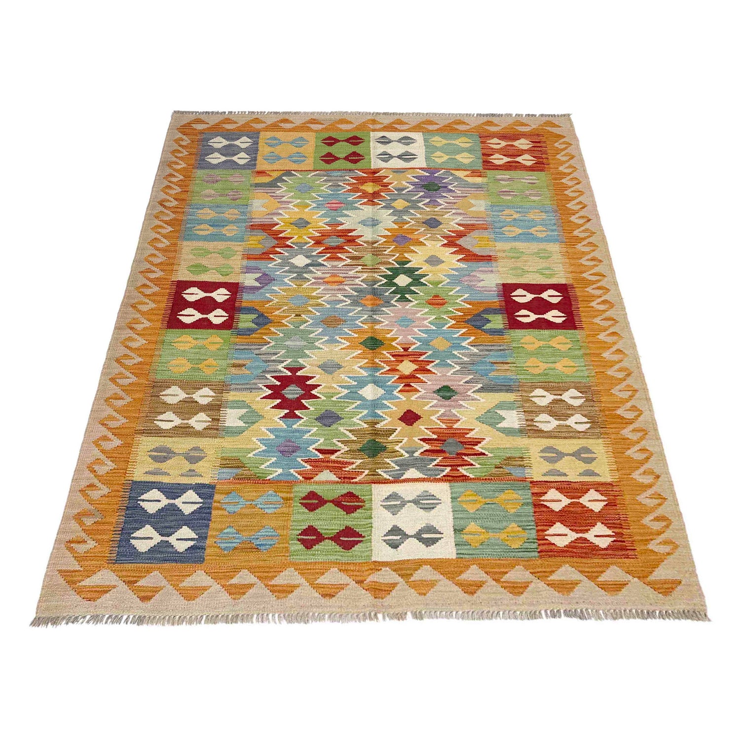 Handmade Multi Kilim Geometric 4x7 ft
