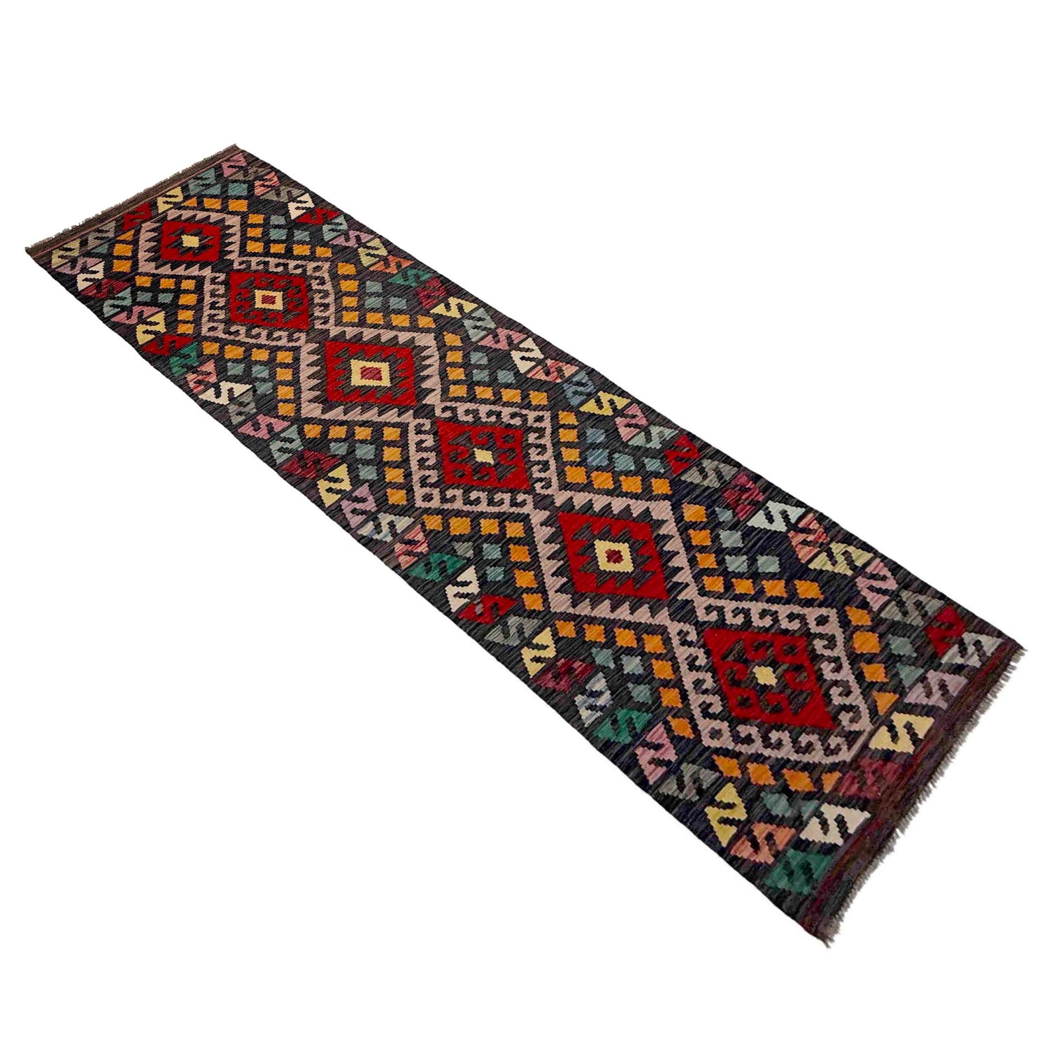 Handmade Multi Kilim Geometric 10' Runner