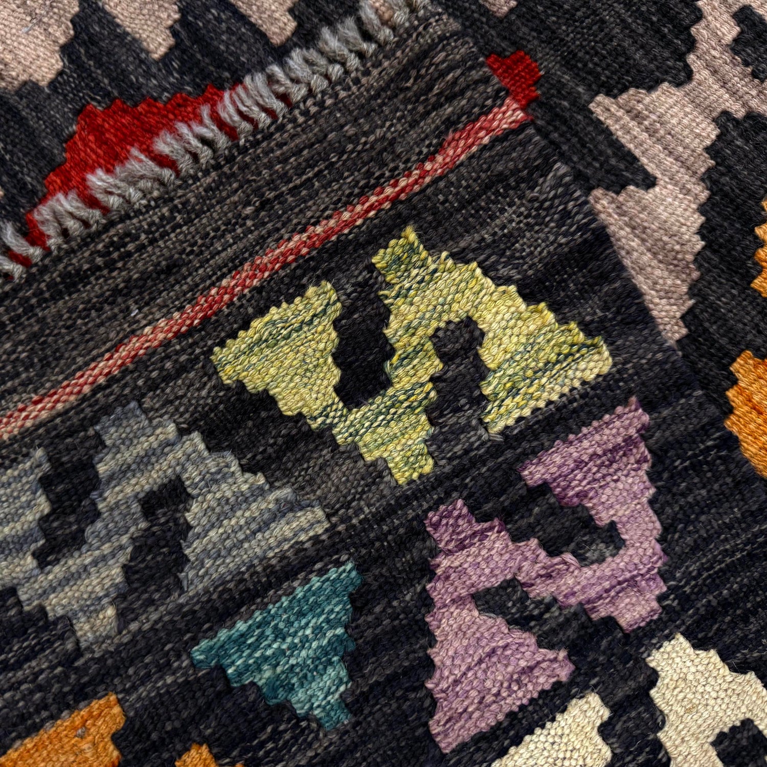 Handmade Multi Kilim Geometric 10' Runner