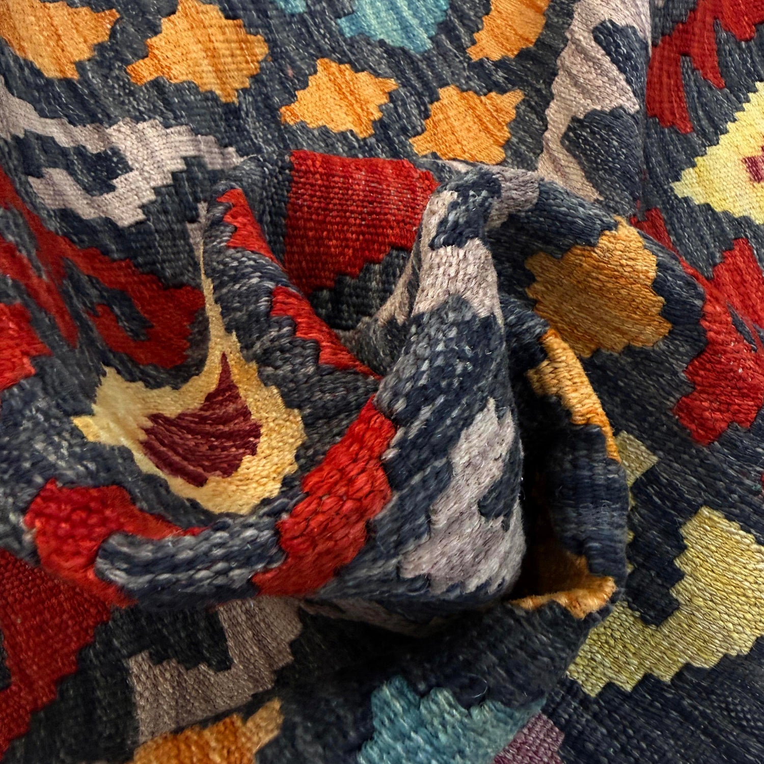 Handmade Multi Kilim Geometric 10' Runner