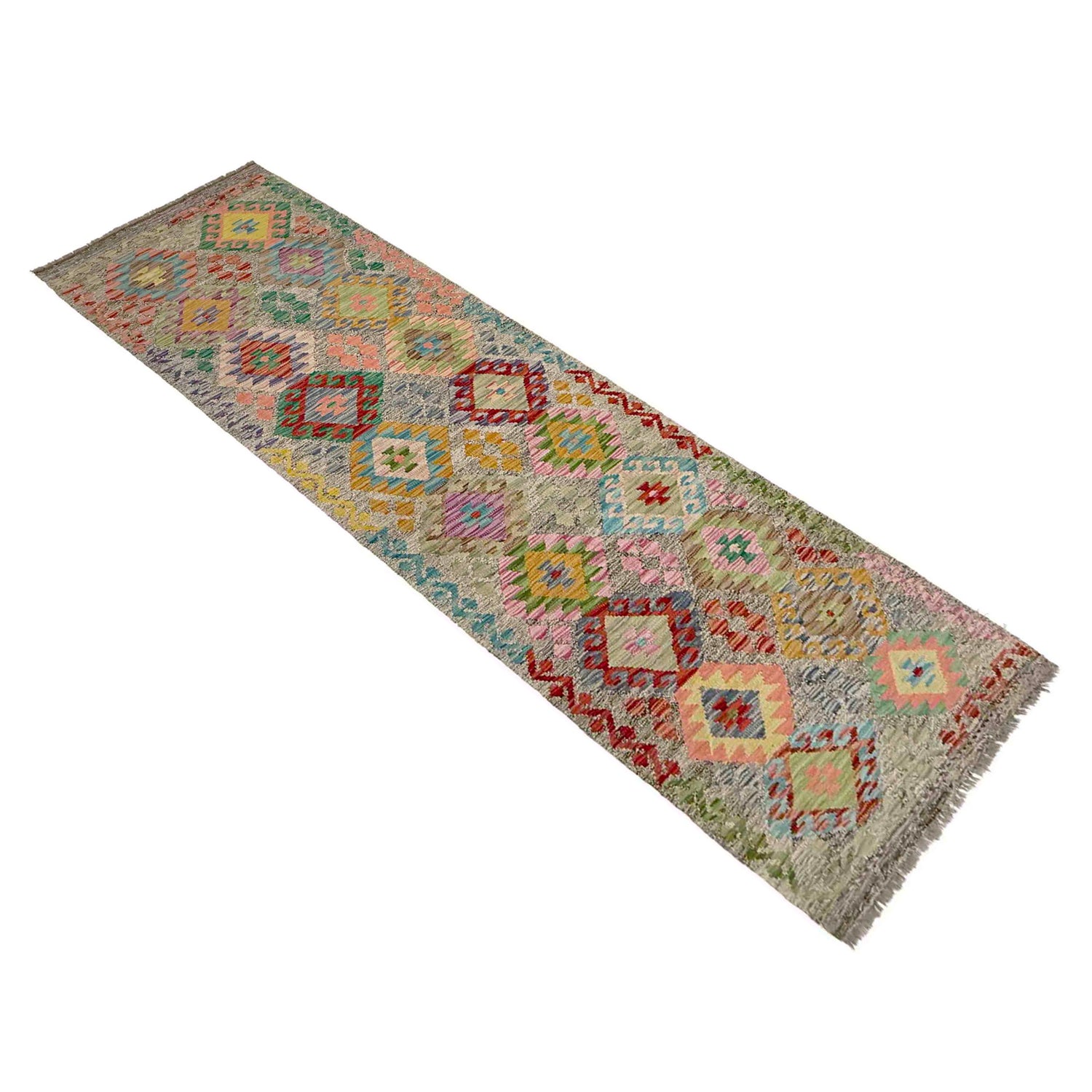 Handmade Multi Kilim Geometric 10' Runner