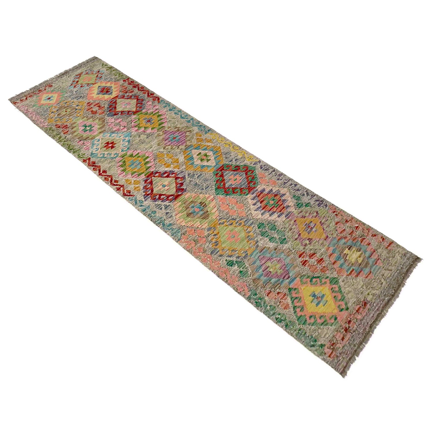 Handmade Multi Kilim Geometric 10' Runner