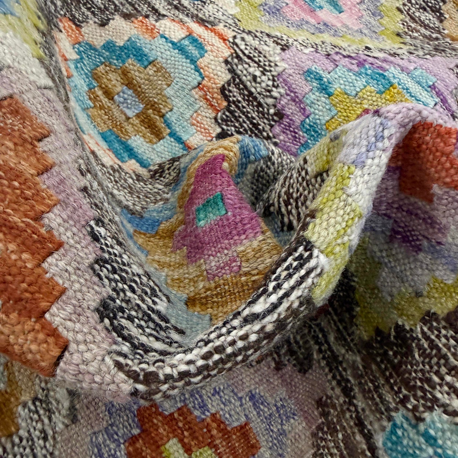 Handmade Multi Kilim Geometric 6' Runner