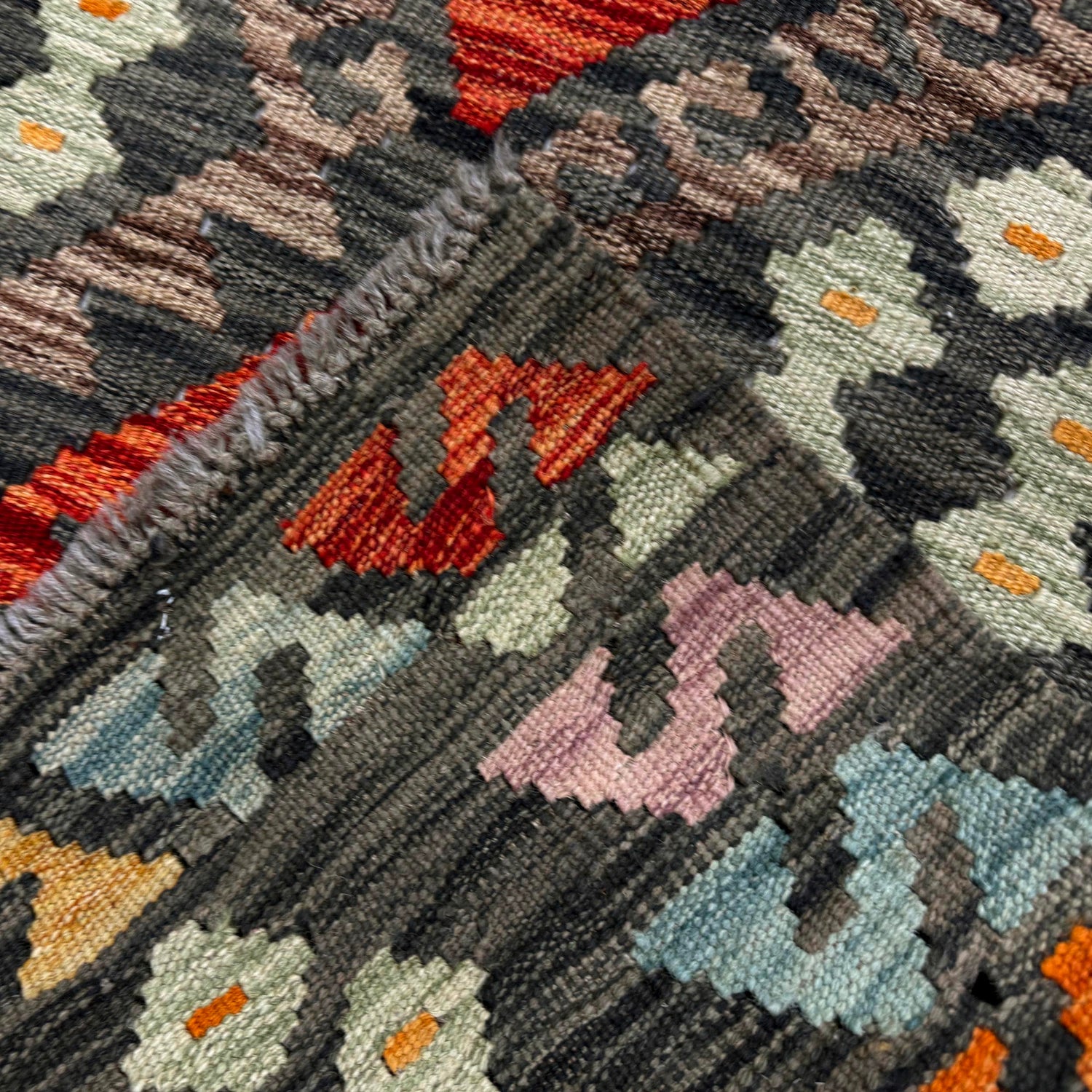Handmade Multi Kilim Geometric 10' Runner