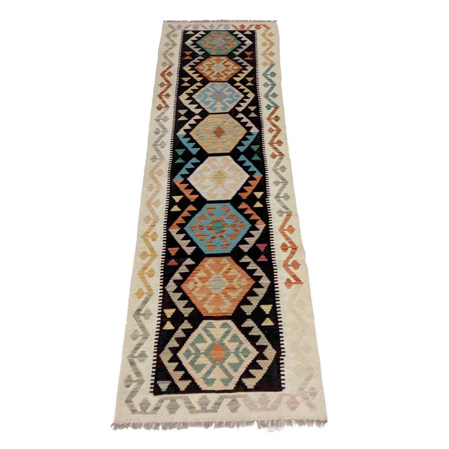 Handmade Multi Kilim Geometric 10' Runner