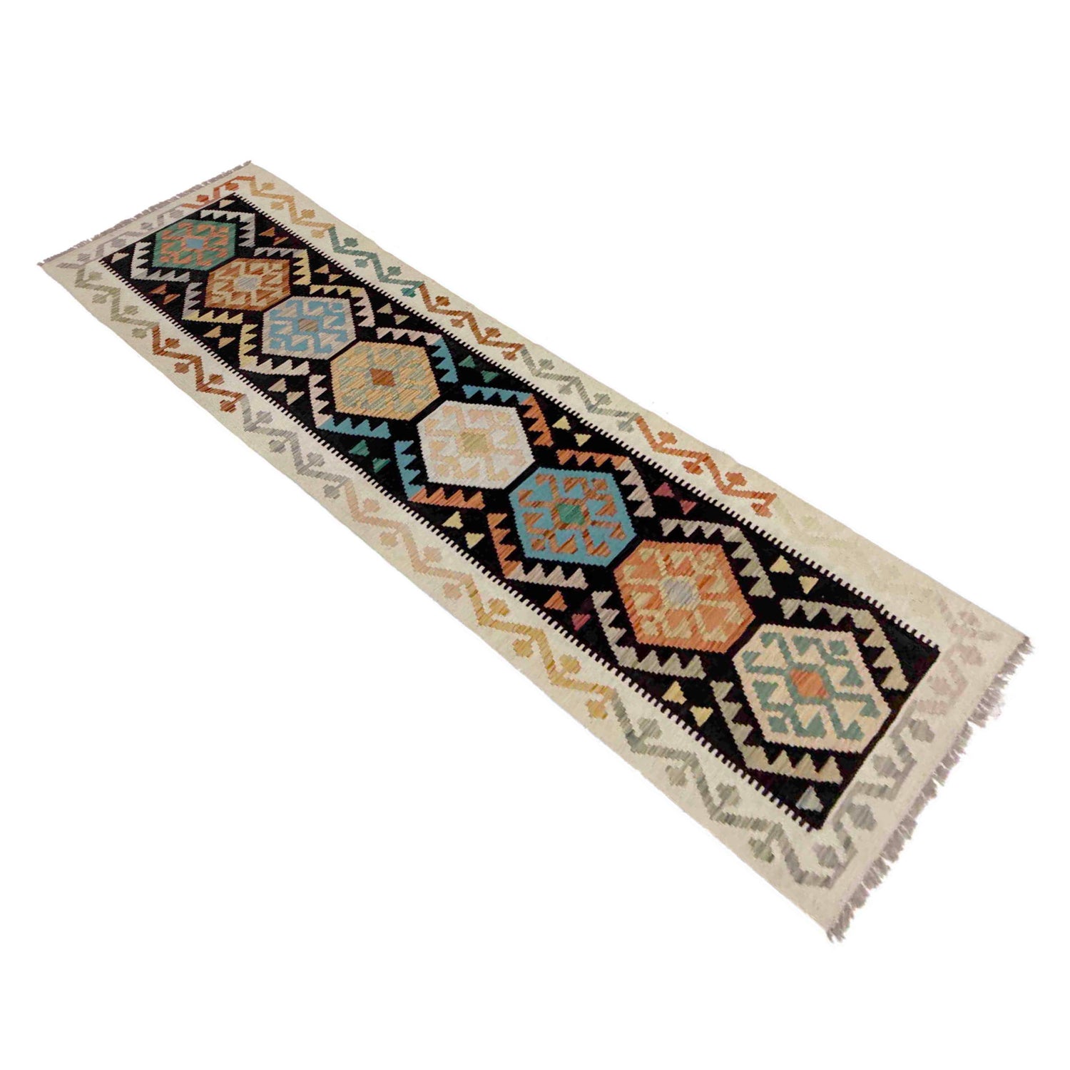Handmade Multi Kilim Geometric 10' Runner