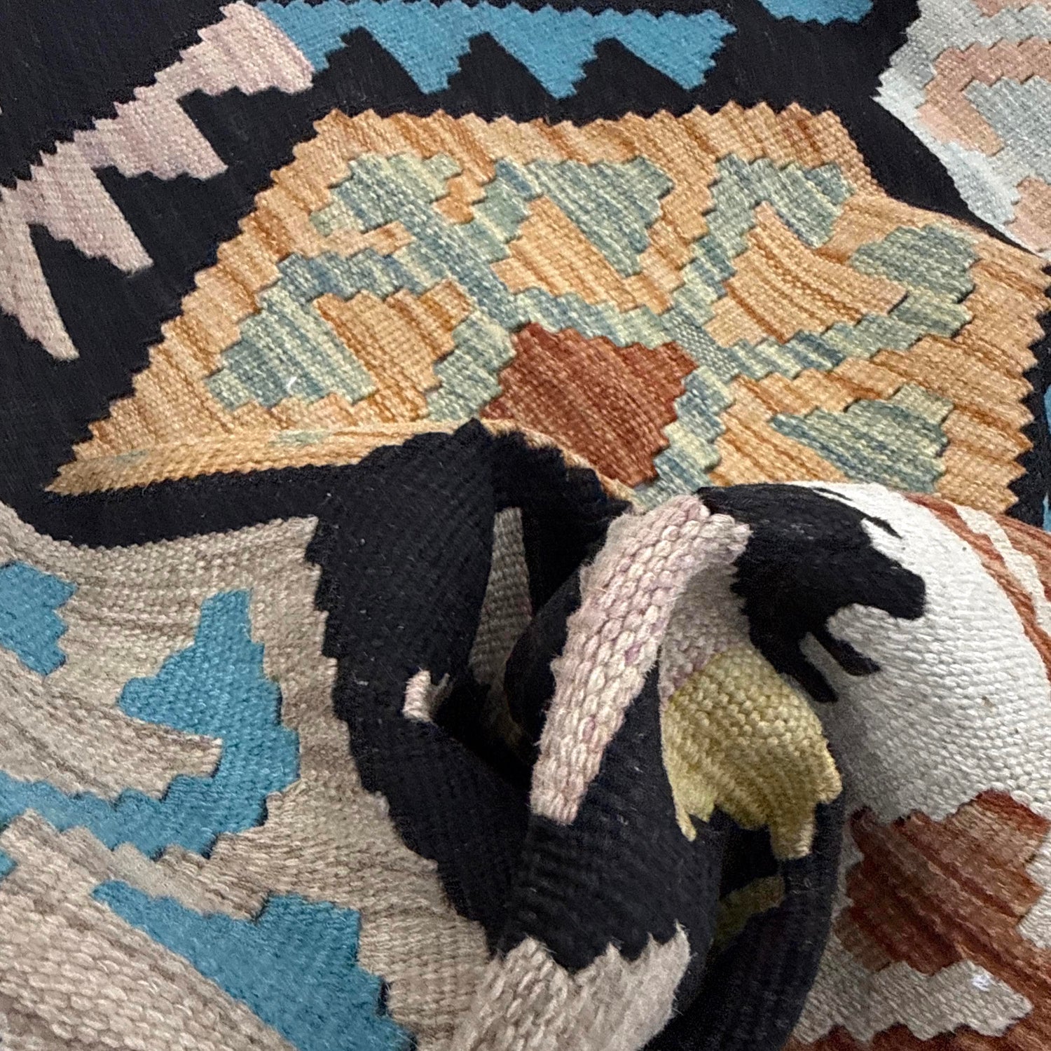 Handmade Multi Kilim Geometric 10' Runner