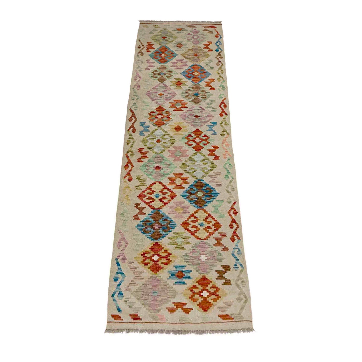 Handmade Multi Kilim Geometric 10' Runner