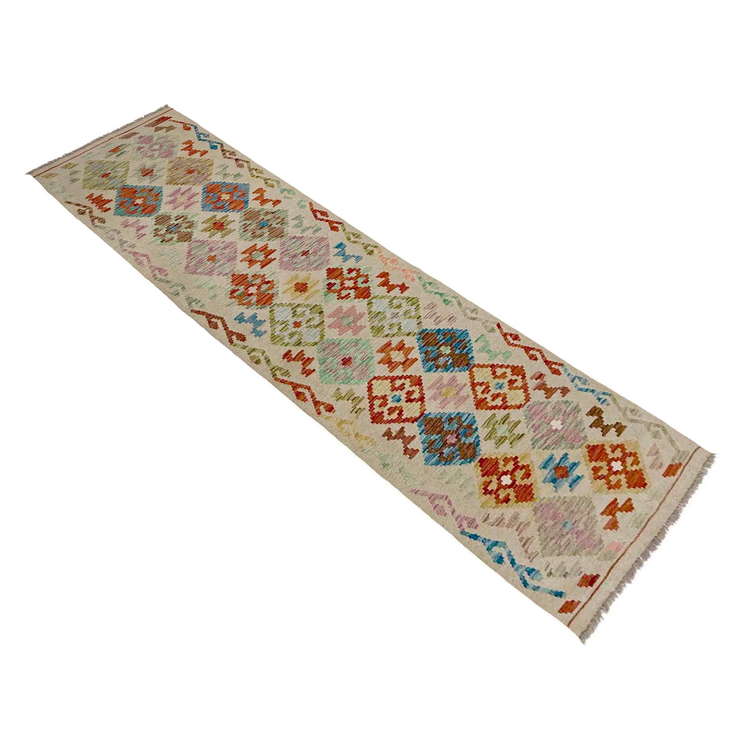 Handmade Multi Kilim Geometric 10' Runner