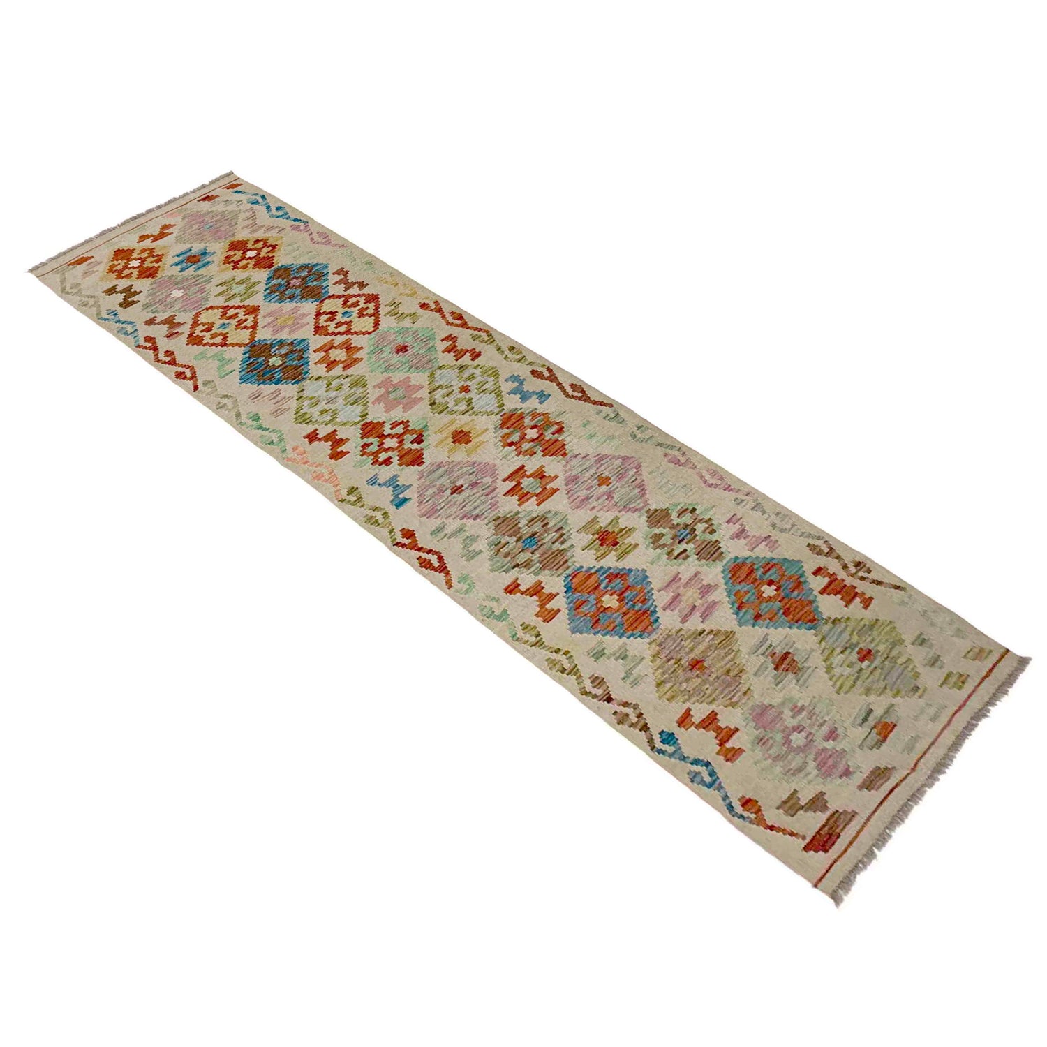 Handmade Multi Kilim Geometric 10' Runner