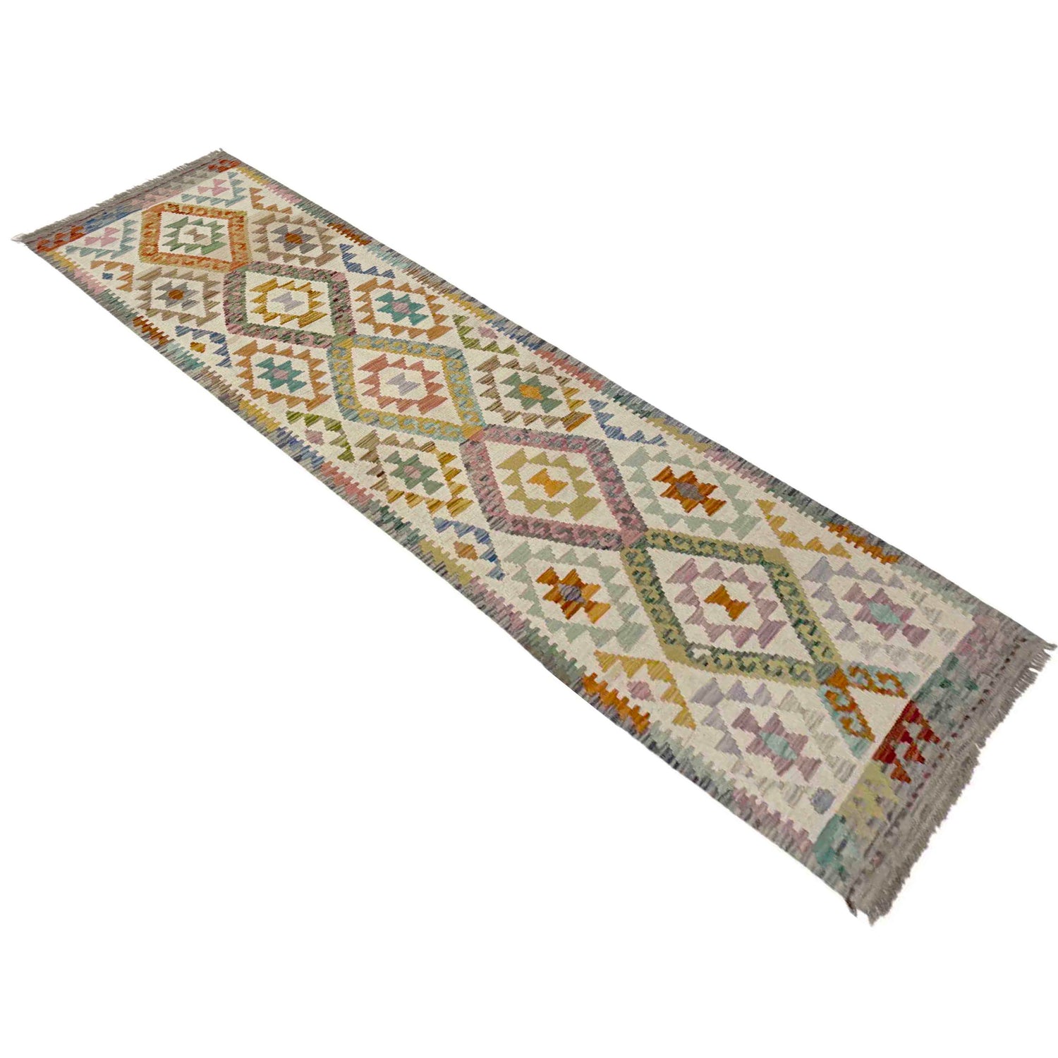 Handmade Multi Kilim Geometric 10' Runner