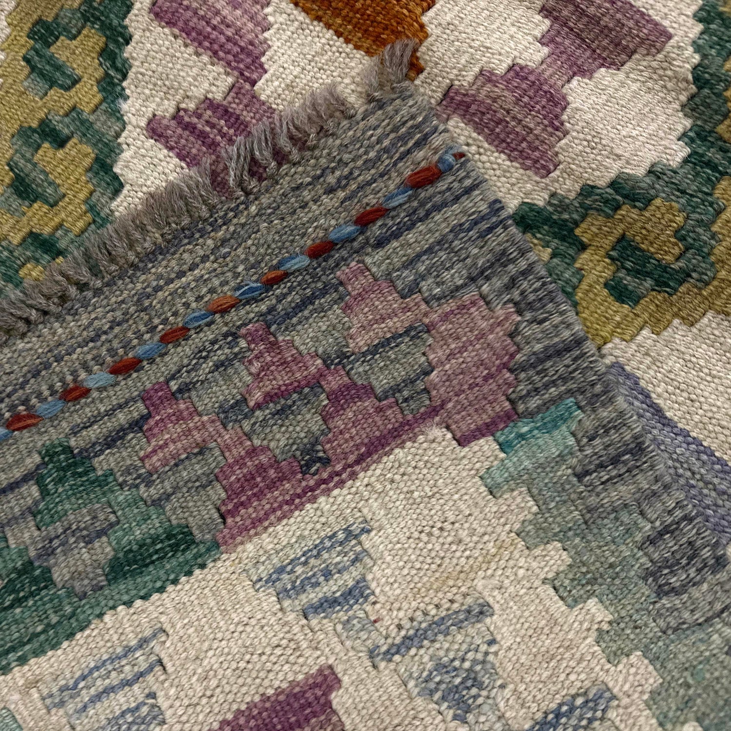 Handmade Multi Kilim Geometric 10' Runner