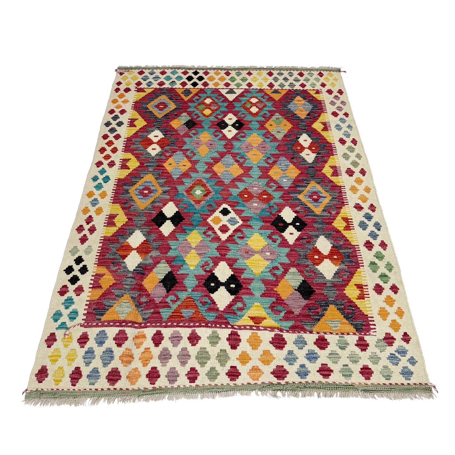 Handmade Multi Kilim Geometric 4x6 ft
