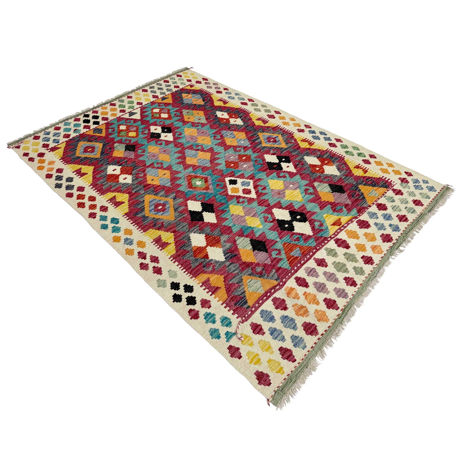 Handmade Multi Kilim Geometric 4x6 ft