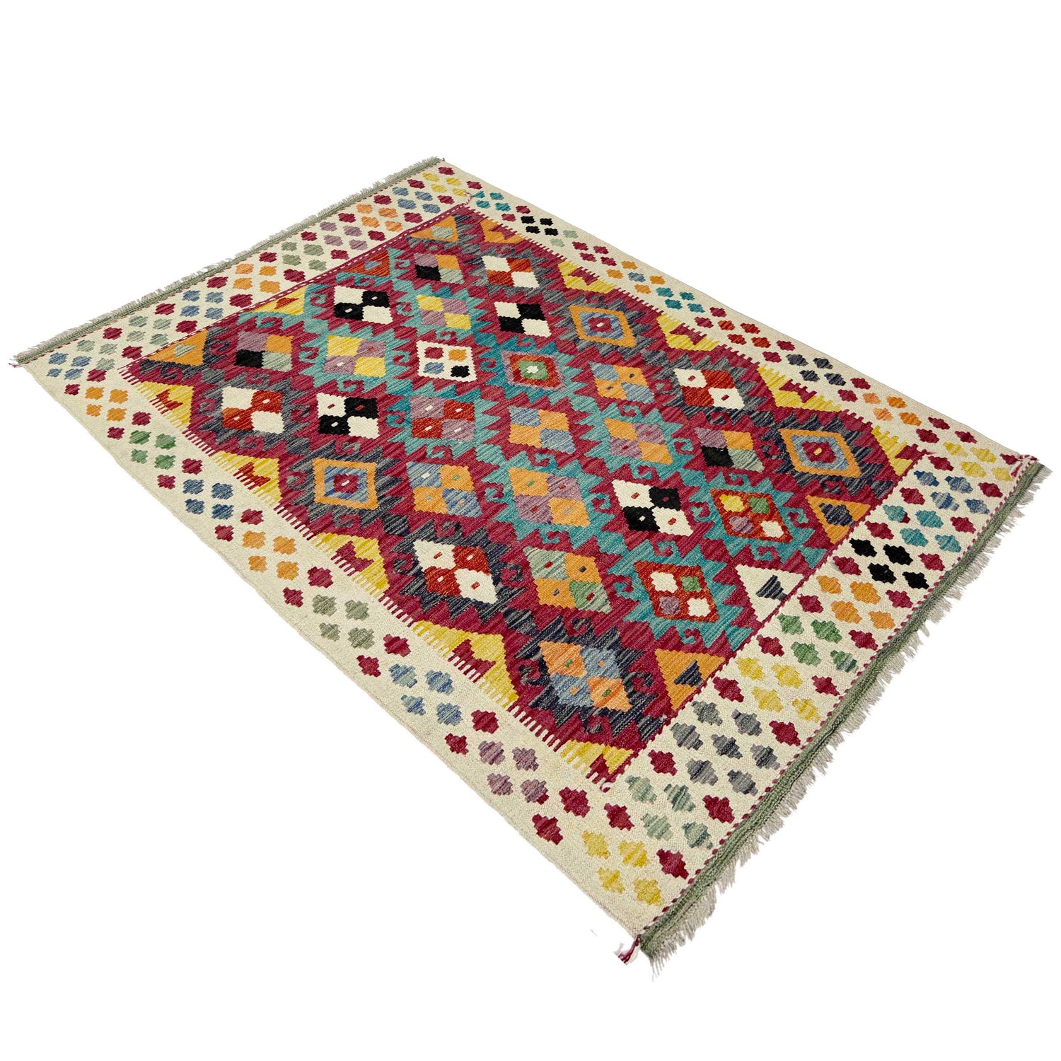 Handmade Multi Kilim Geometric 4x6 ft
