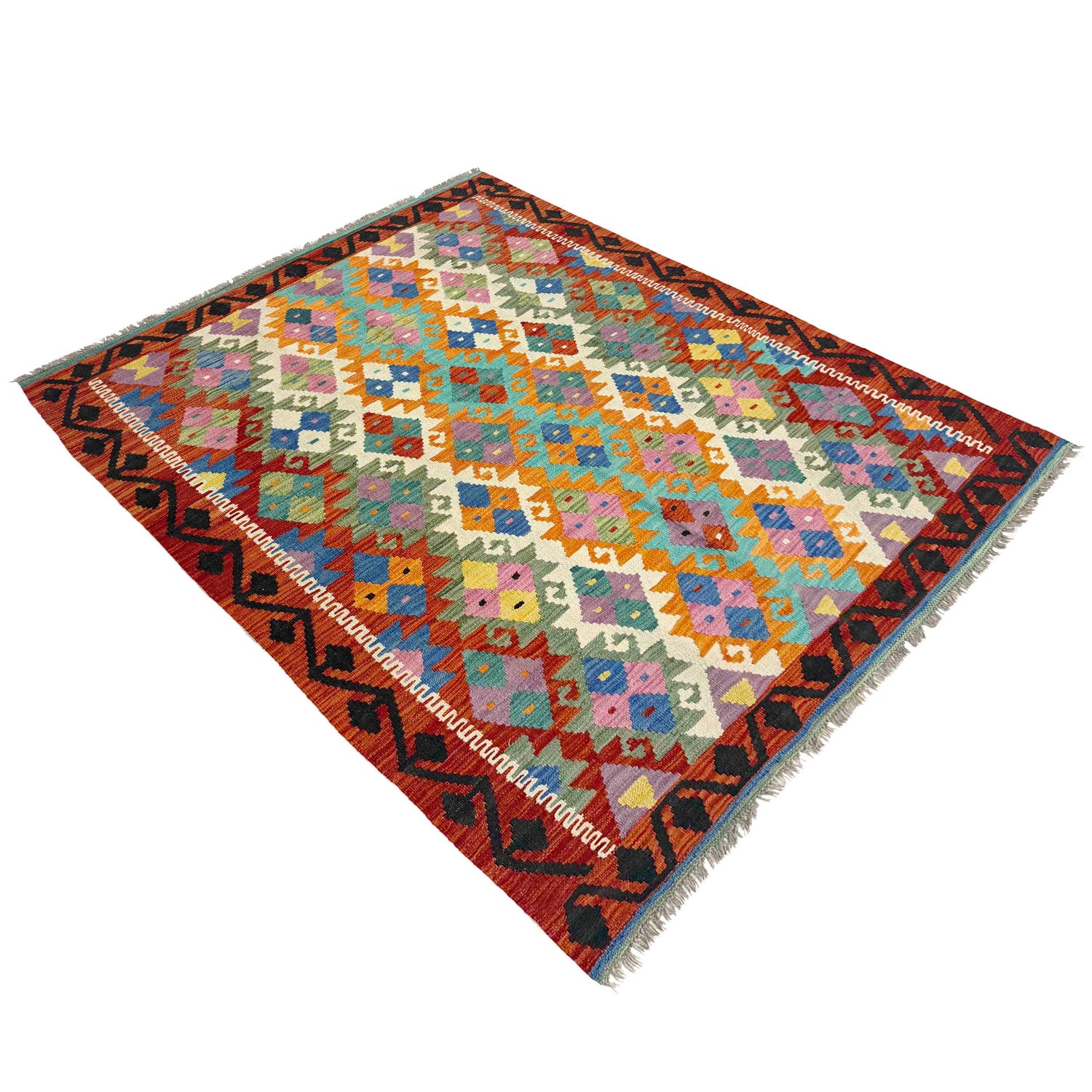 Handmade Multi Kilim Geometric 4x6 ft