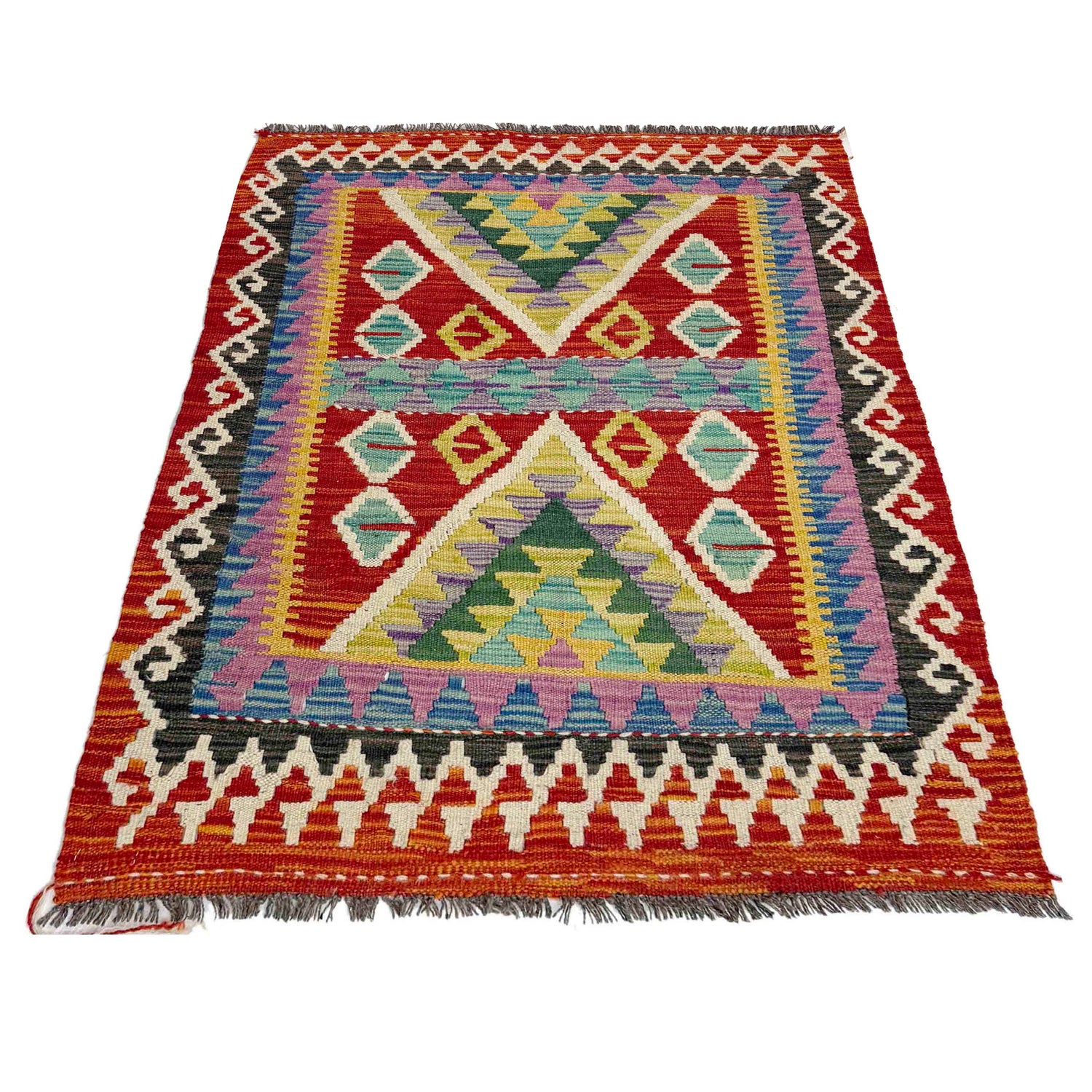 Handmade Multi Kilim Geometric 2x4 ft