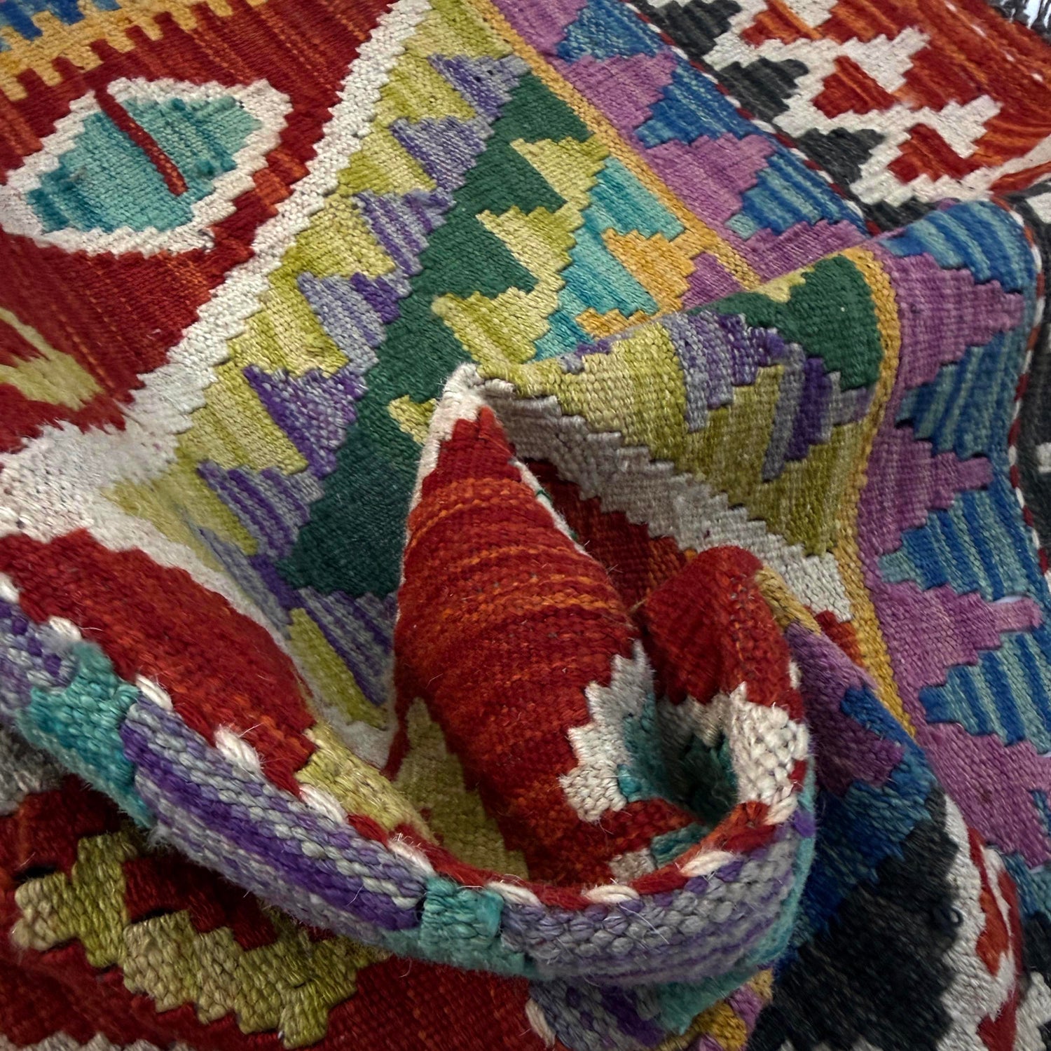 Handmade Multi Kilim Geometric 2x4 ft
