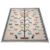 Embroidery Kilim Area Rug Handmade Beige Animal 9x12 ft