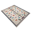 Embroidery Kilim Area Rug Handmade Beige Animal 9x12 ft
