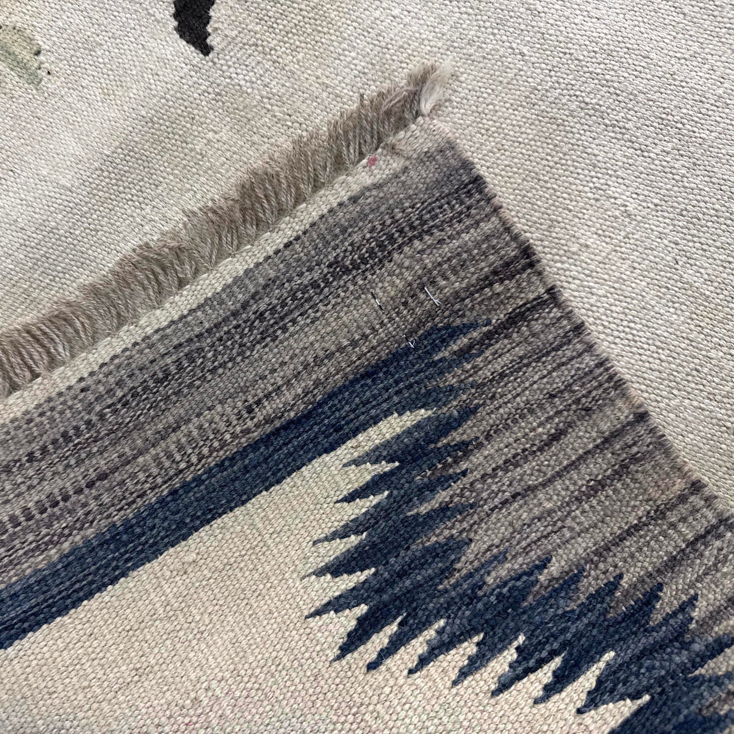 Embroidery Kilim Area Rug Handmade Beige Animal 9x12 ft