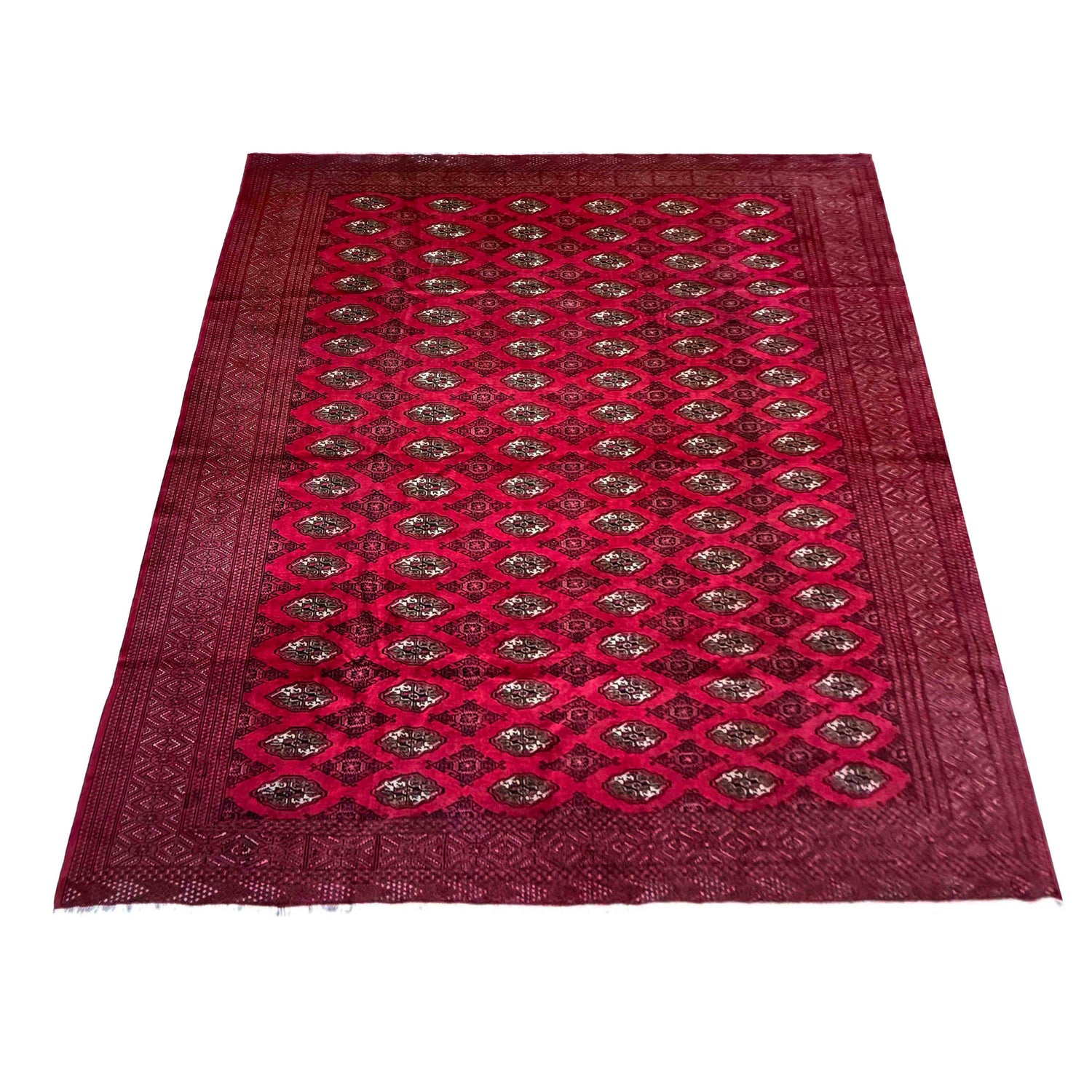 Bokhara Rug Handmade Deep Red Medallion 10x13 ft