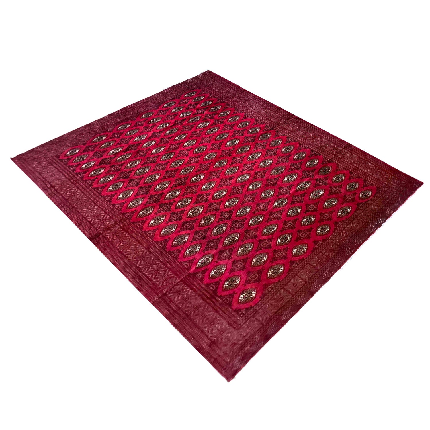 Bokhara Rug Handmade Deep Red Medallion 10x13 ft