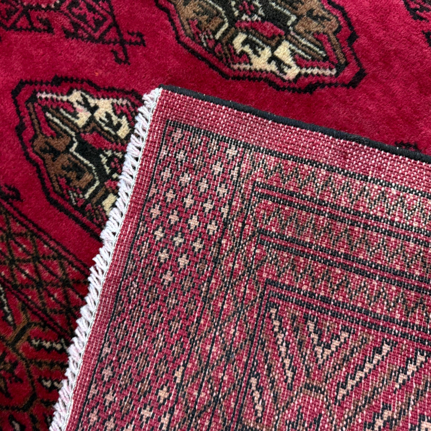 Bokhara Rug Handmade Deep Red Medallion 10x13 ft